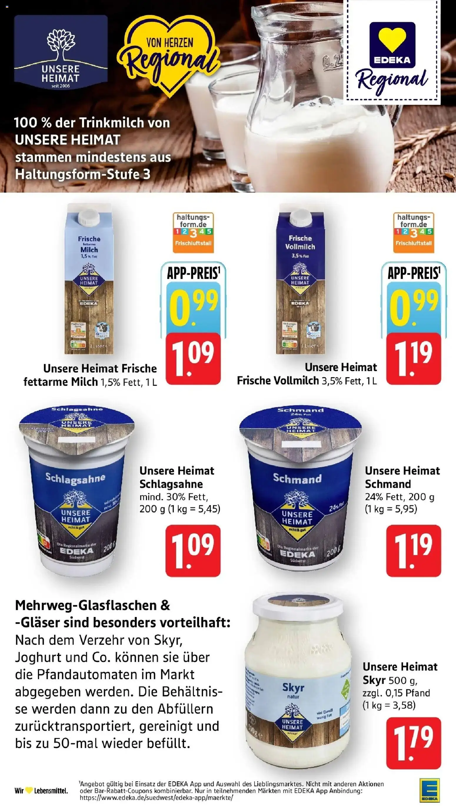 Edeka Prospekt Freiburg – gültig ab 27.07.2026 | Seite: 19 | Produkte: Schlagsahne, Milch, Joghurt, Skyr