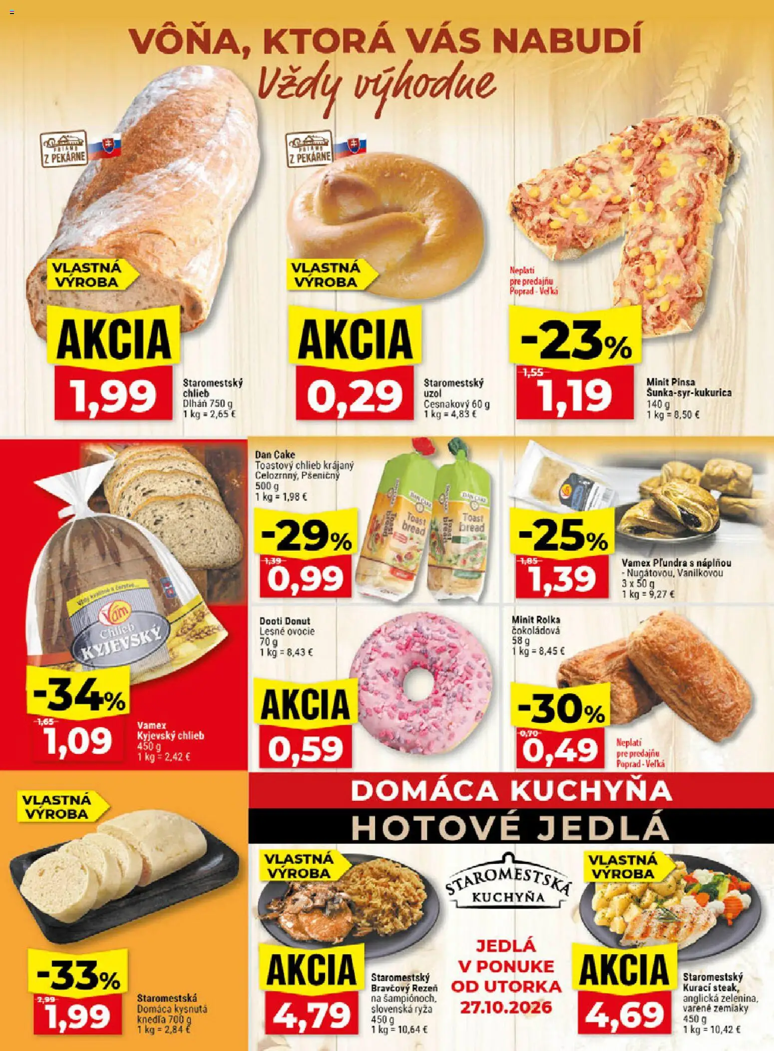 Nové Klas akcie – leták je platný od 26.10.2026 | Strana: 10 | Produkty: Kuchyňa, Toastový chlieb, Knedľa