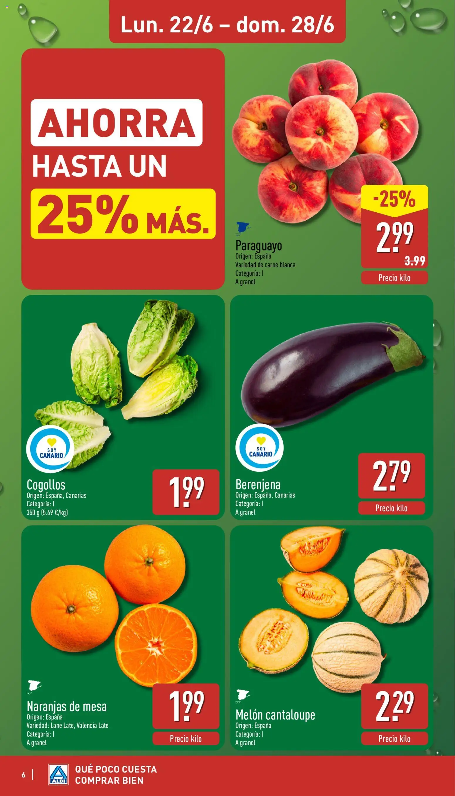 Aldi folleto Canarias │ válido desde el 22.06.2026 | Página: 6 | Productos: Φορτιστής, Naranjas, Mesa