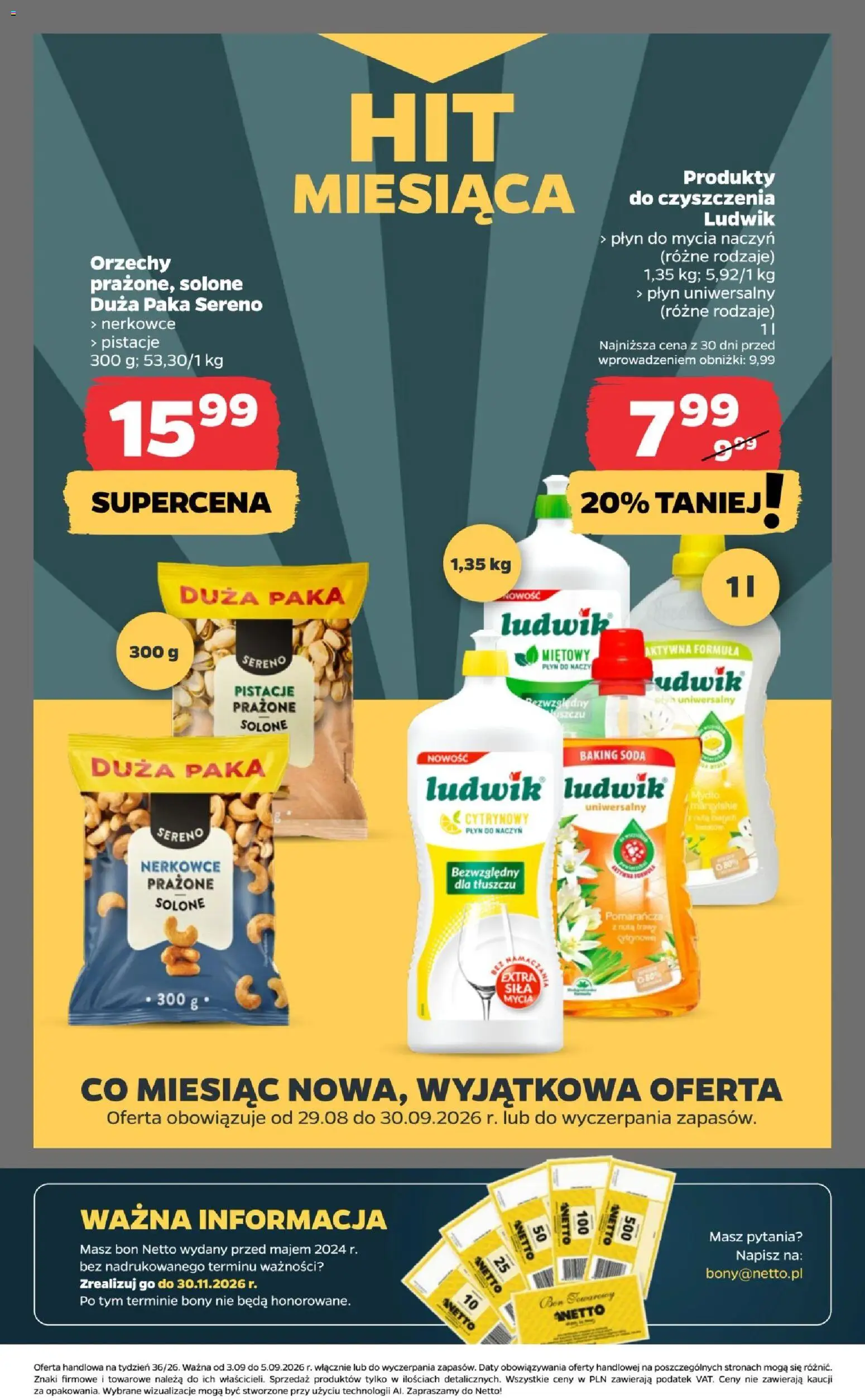 Netto gazetka od czwartku od 03.09.2026 | Strona: 22 | Produkty: Pistacje, Cleaner, Orzechy, Płyn do mycia naczyń
