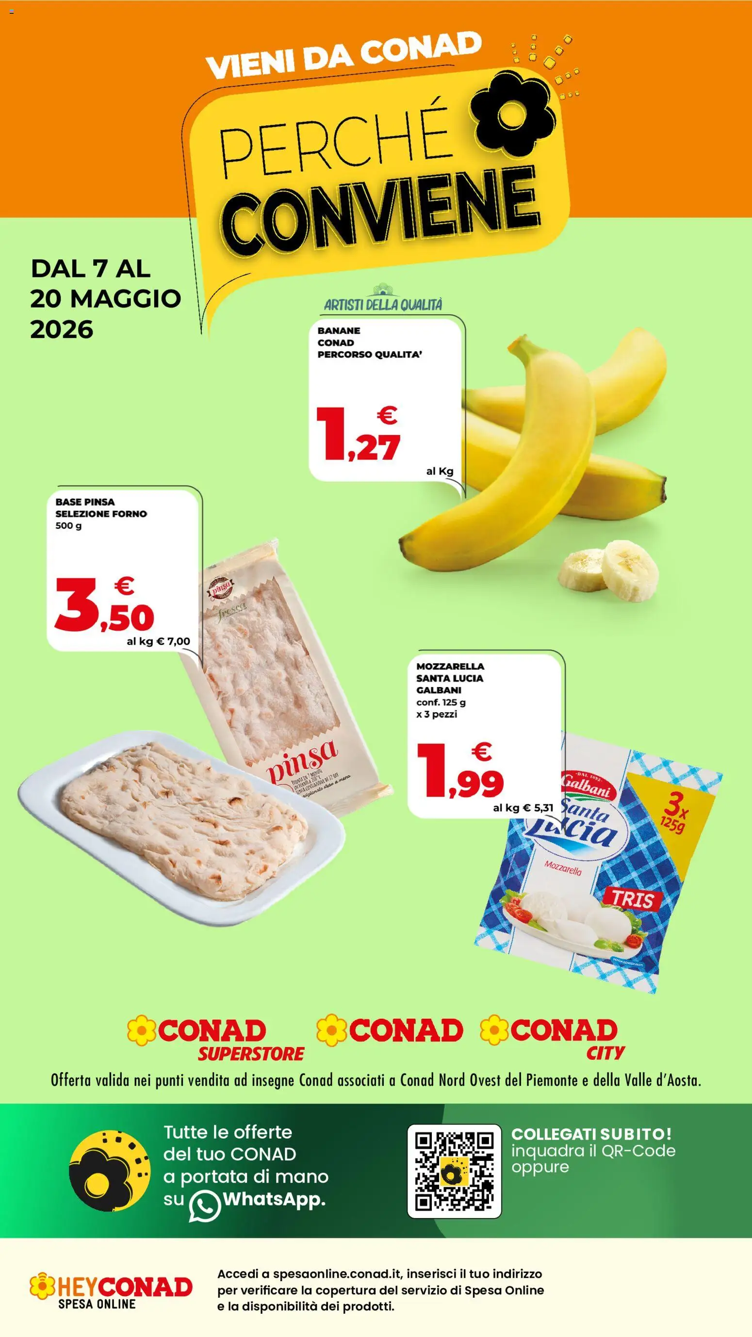 Volantino Conad del 07.05.2026 | Pagina: 1 | Prodotti: Banane, Mozzarella, Forno