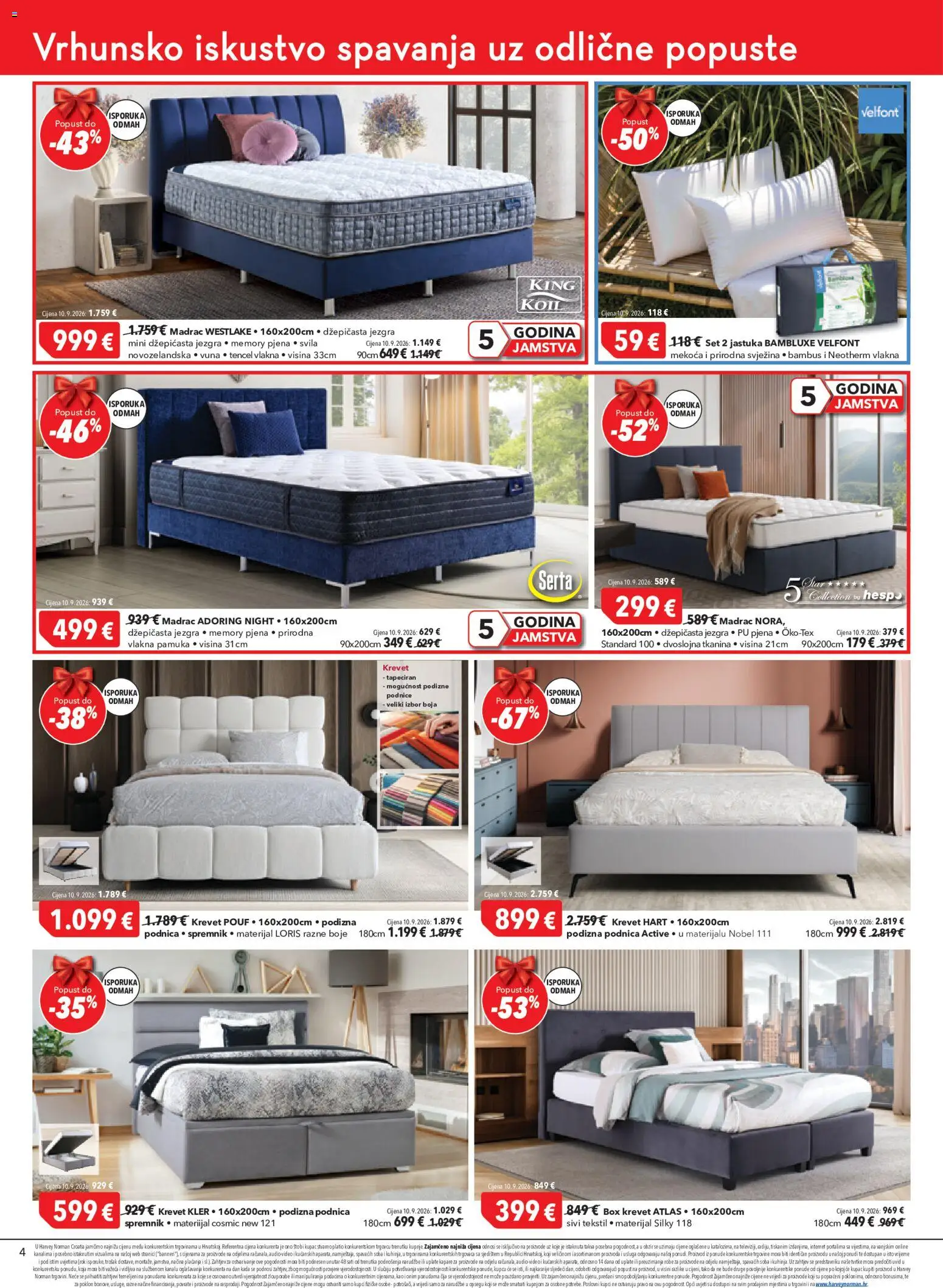 Harvey Norman katalog | vrijedi od 01.10.2026 | Stranica: 4 | Proizvodi: Madrac, Kapare, Pjena, Podnice