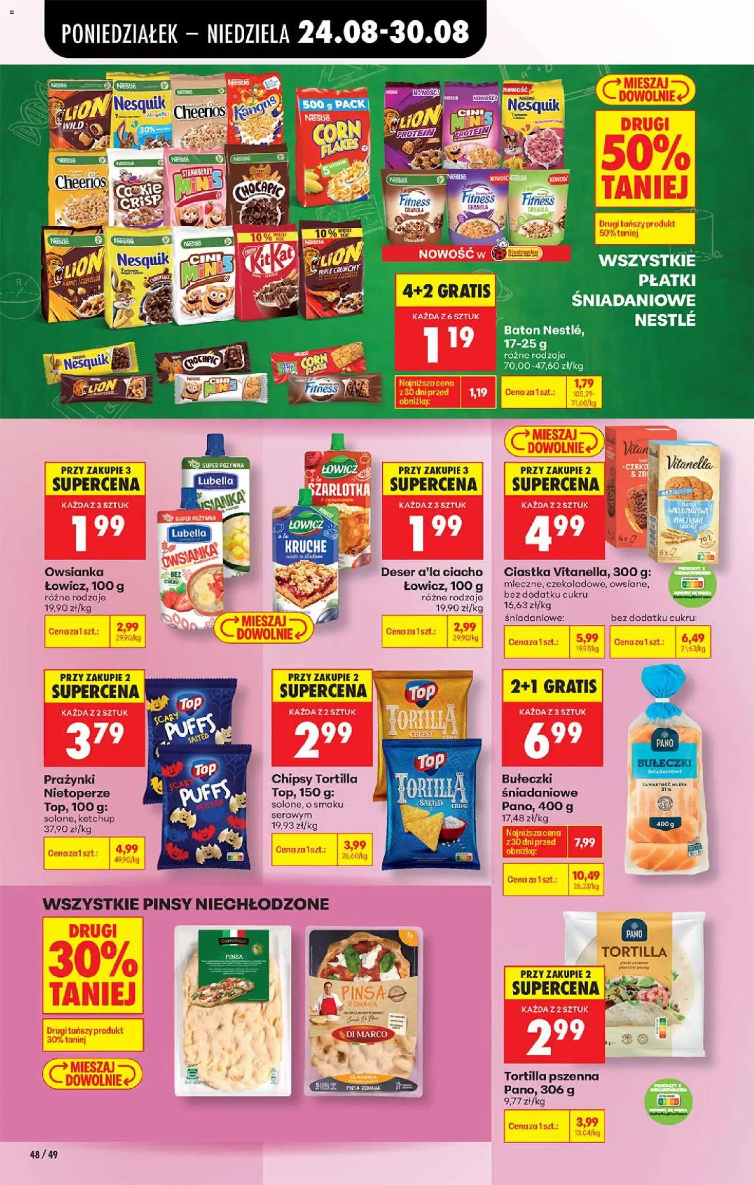 Biedronka Polsko leták od 24.08.2026 | Strana: 48 | Produkty: Nesquik, Tortilla, Pinsa, Protein