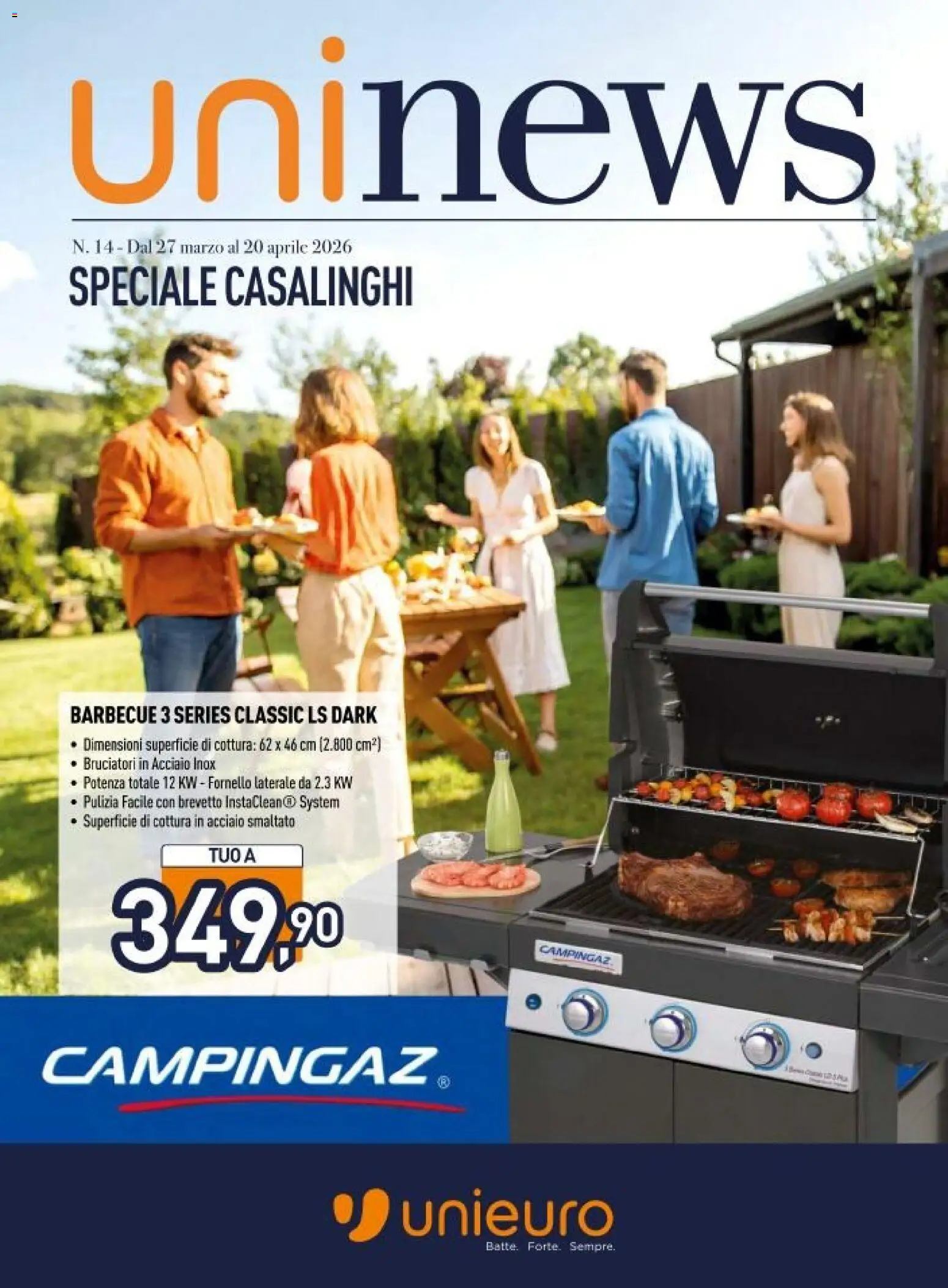 Volantino Unieuro del 27.03.2026 | Pagina: 1 | Prodotti: Barbecue, Fornello