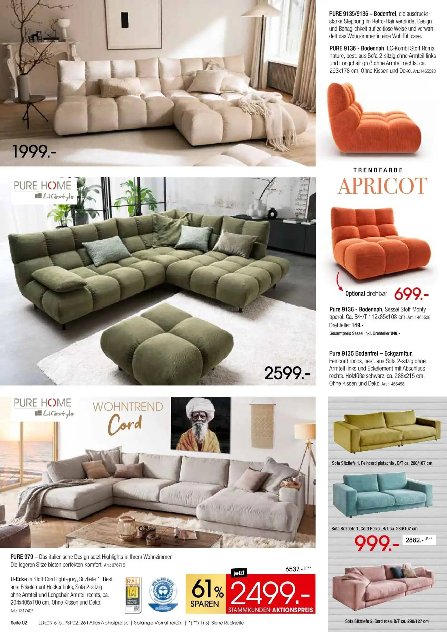 Zurbrüggen - Zurbrüggen: Polstermöbel Spezial (ab 19.09.2026) zum Blättern | Seite: 2 | Produkte: Hocker, Kissen, Sofa, Sessel