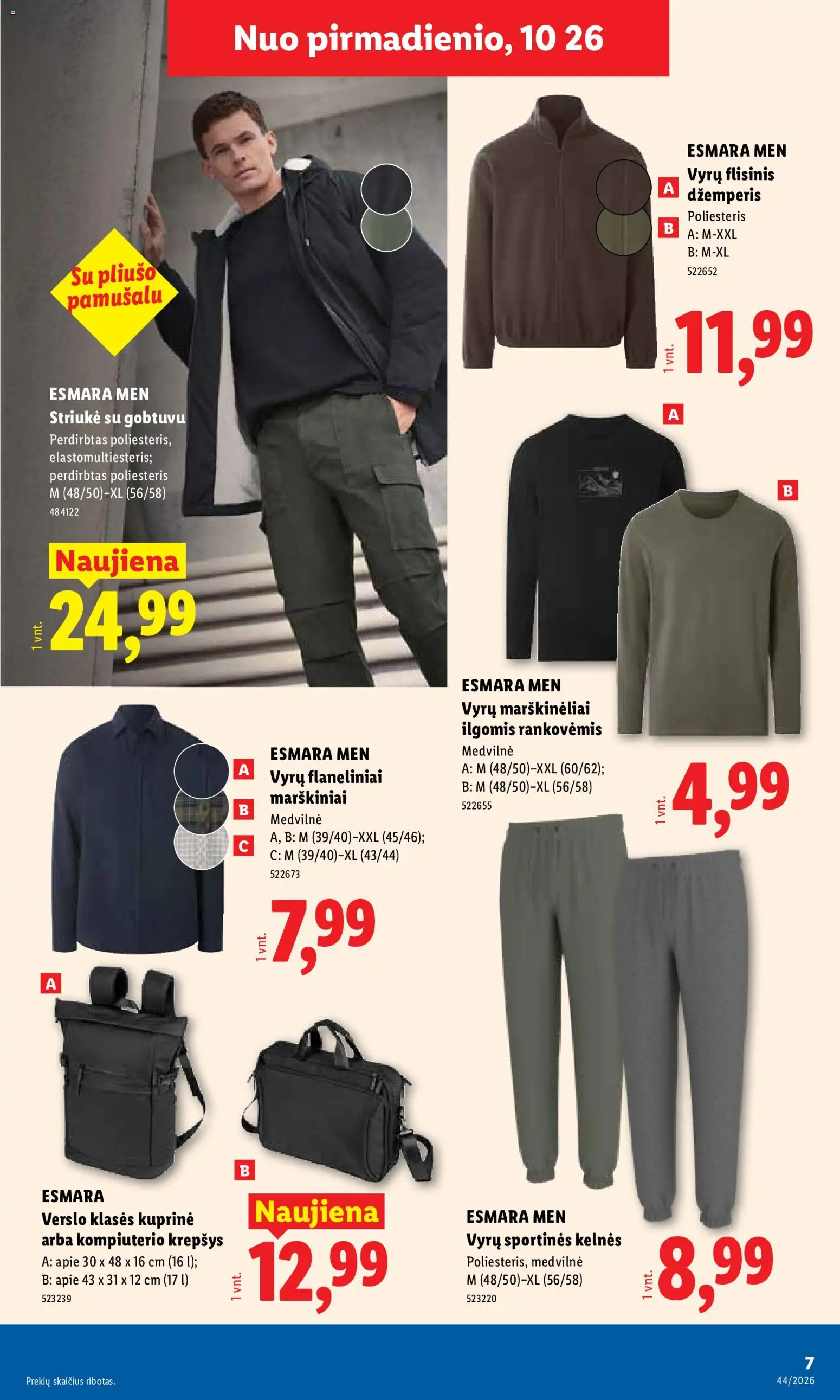 LIDL akcijos nuo 2026.10.26 | Puslapis: 7 | Prekių: Marškiniai, Marškinėliai, Džemperis, Krepšys