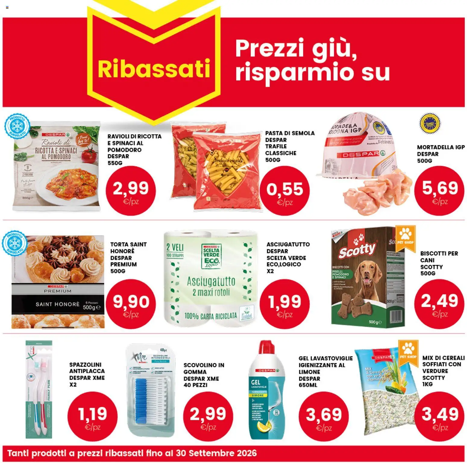 Volantino Interspar del 31/08/2026 | Pagina: 33 | Prodotti: Pasta, Piselli, Mortadella, Semola