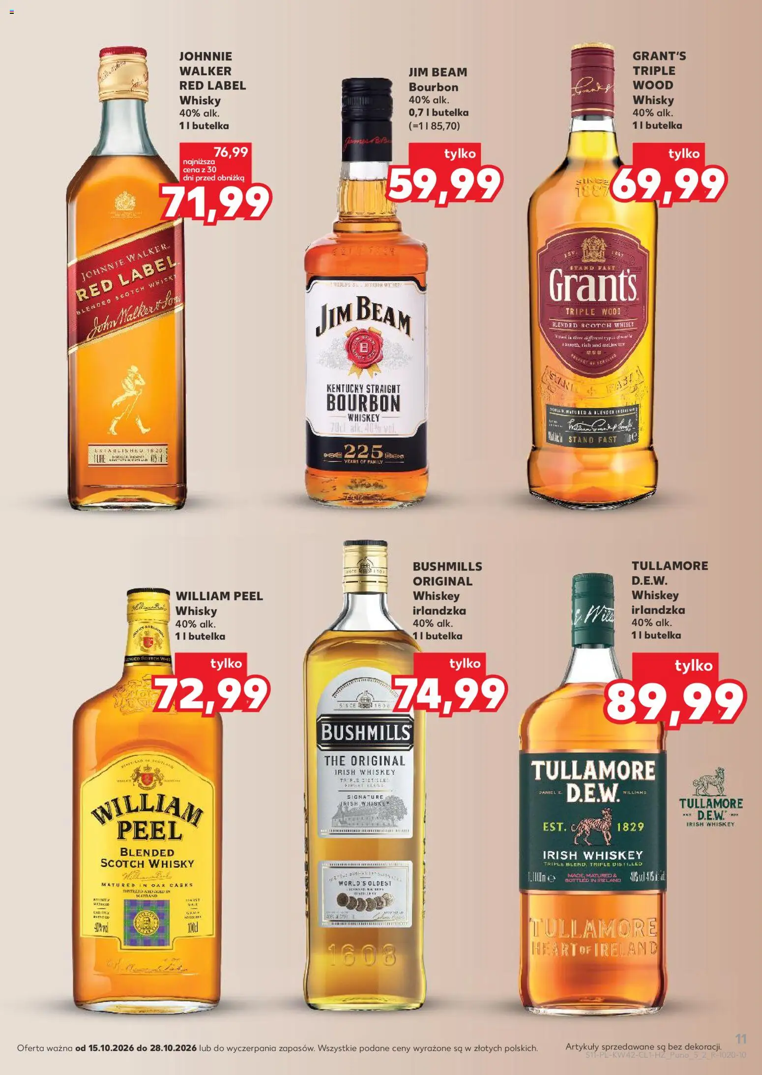 Kaufland Polsko leták - Barek od 15.10.2026 | Strana: 11 | Produkty: Jim Beam, Bourbon, Whisky, Red Label
