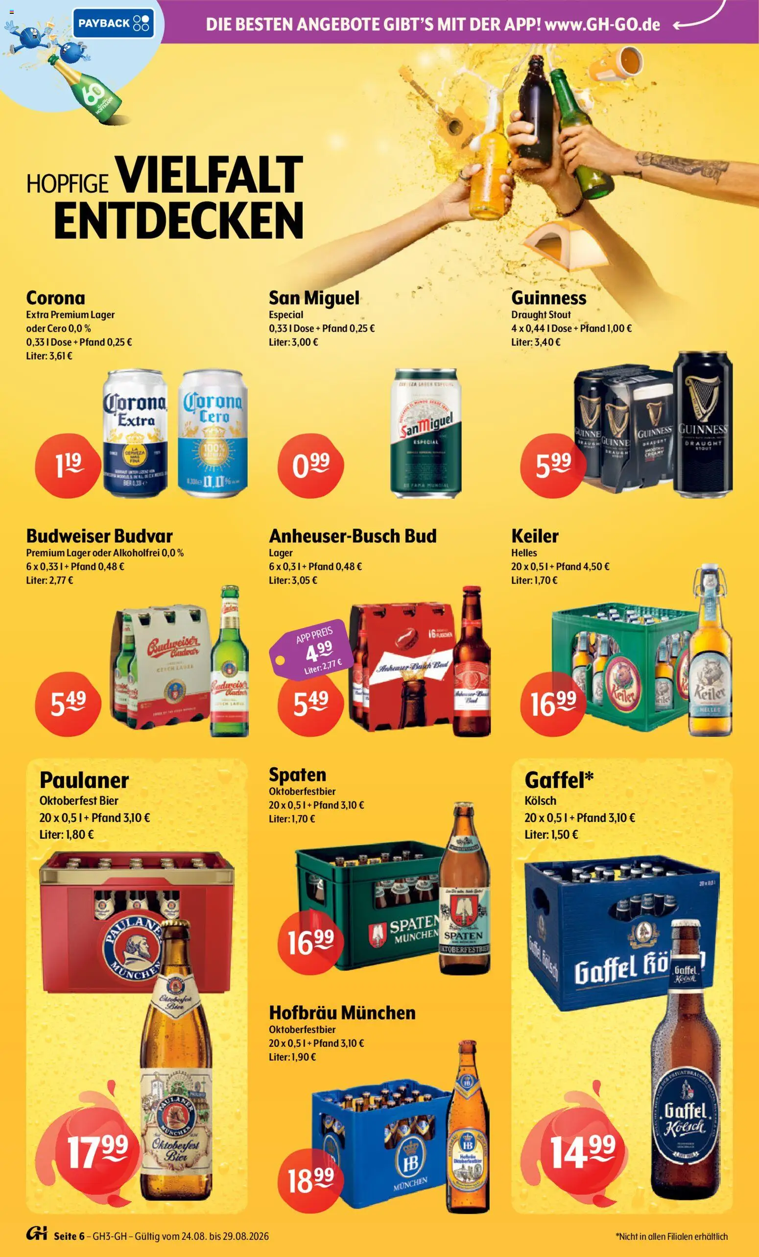 Trink und Spare Prospekt – gültig ab 24.08.2026 | Seite: 6 | Produkte: Bier, Budweiser, Paulaner