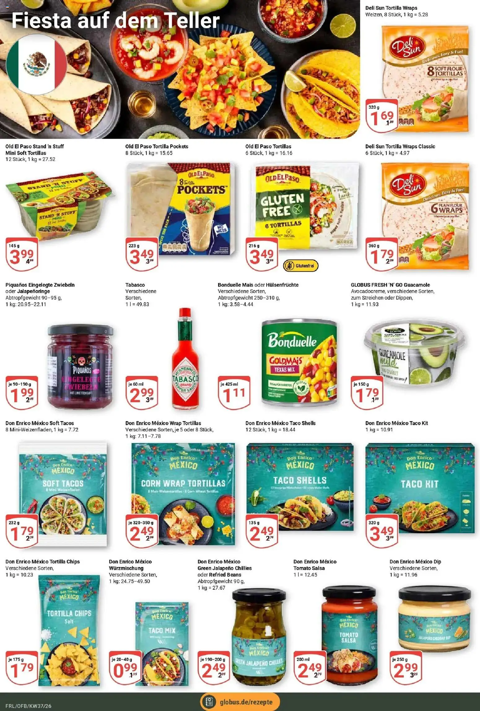Globus Prospekt Freilassing – gültig ab 07.09.2026 | Seite: 18 | Produkte: Mais, Tortillas, Zwiebeln, Chips