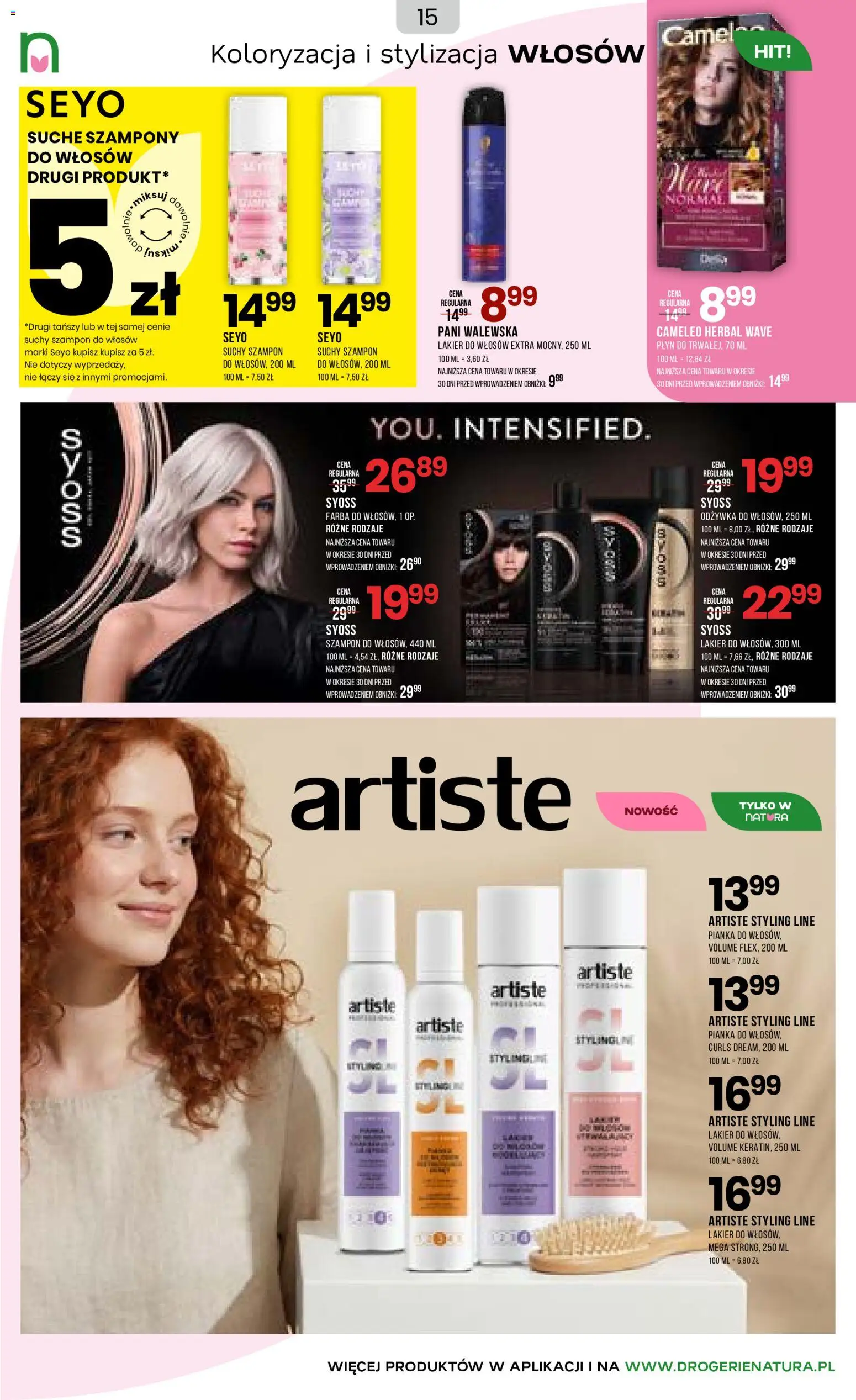 Drogerie Natura gazetka od 18.05.2026 | Strona: 15 | Produkty: Szampon, Odżywka, Lakier do włosów, Suchy szampon
