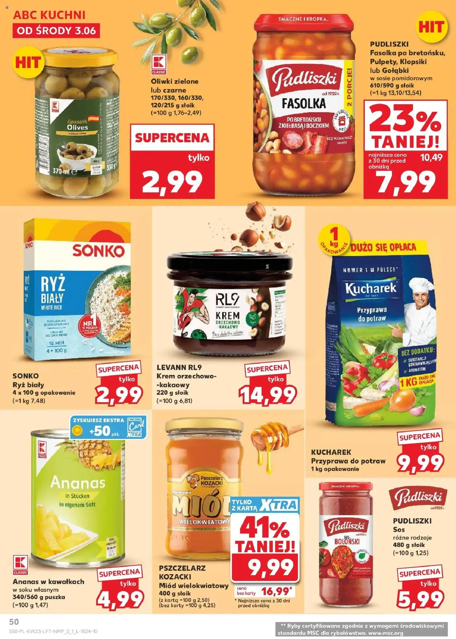 Kaufland gazetka od 03.06.2026 | Strona: 50 | Produkty: Miód, Oliwki zielone, Ryż, Krem