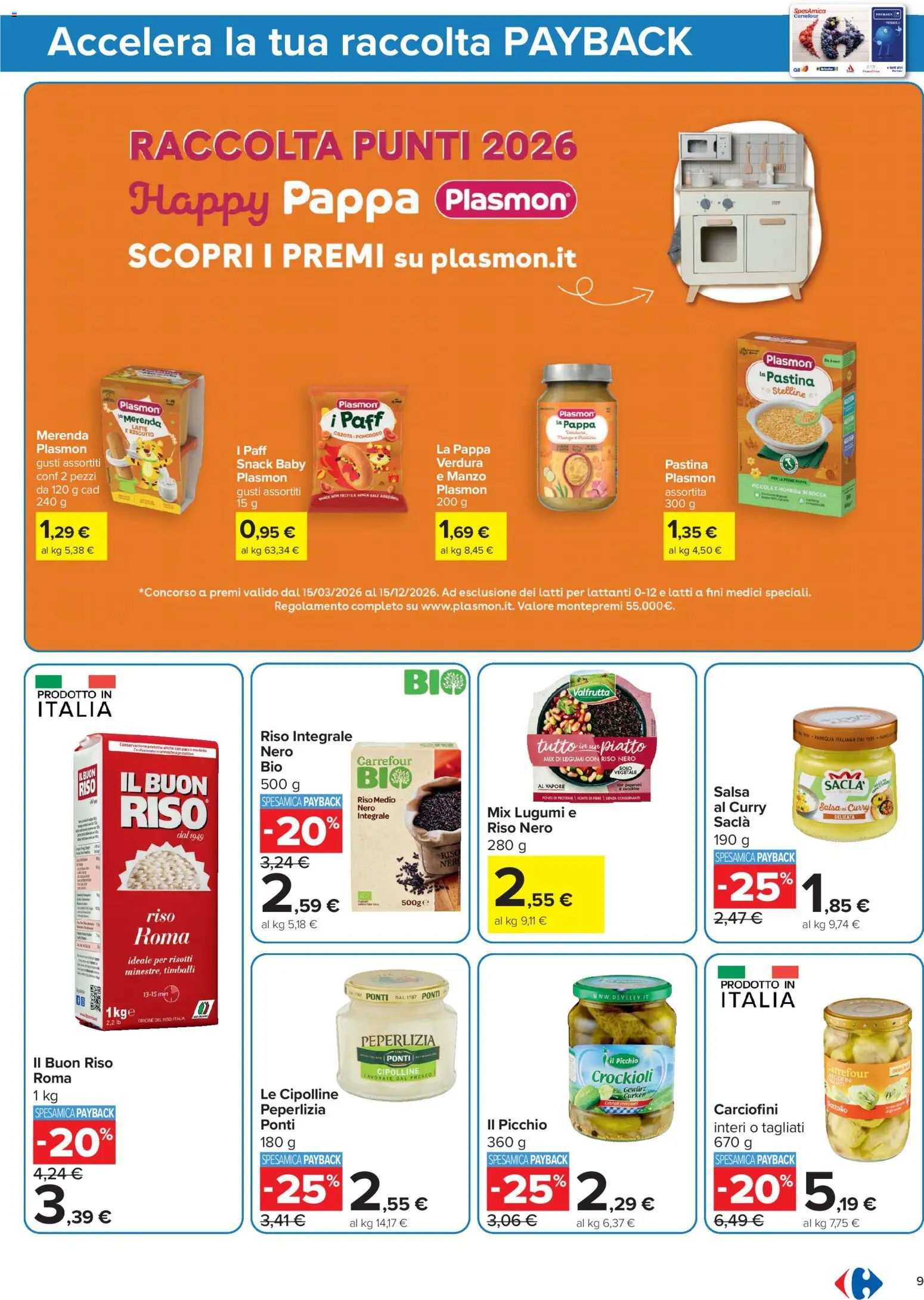 Volantino Carrefour del 13/07/2026 | Pagina: 9 | Prodotti: Legumi, Pomodoro, Latte, Zucchine