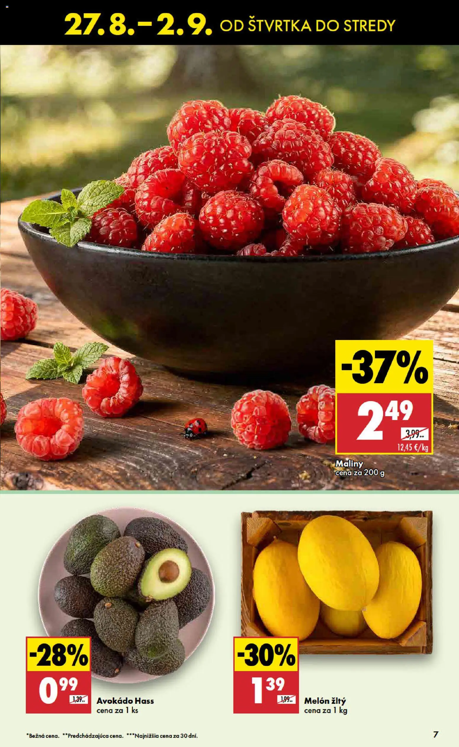 Nové Biedronka akcie – leták je platný od 27.08.2026 | Strana: 7 | Produkty: Avokádo, Melón, Maliny