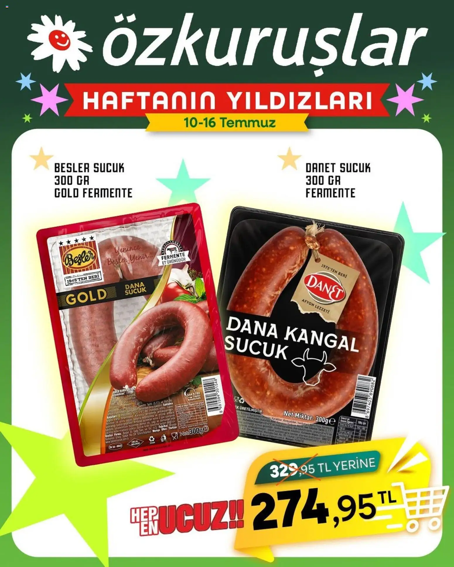 Özkuruşlar - Haftanın Yıldızları - 10 Temmuz 2026 tarihinden itibaren geçerlidir | Sayfa: 1 | Ürünler: Sucuk