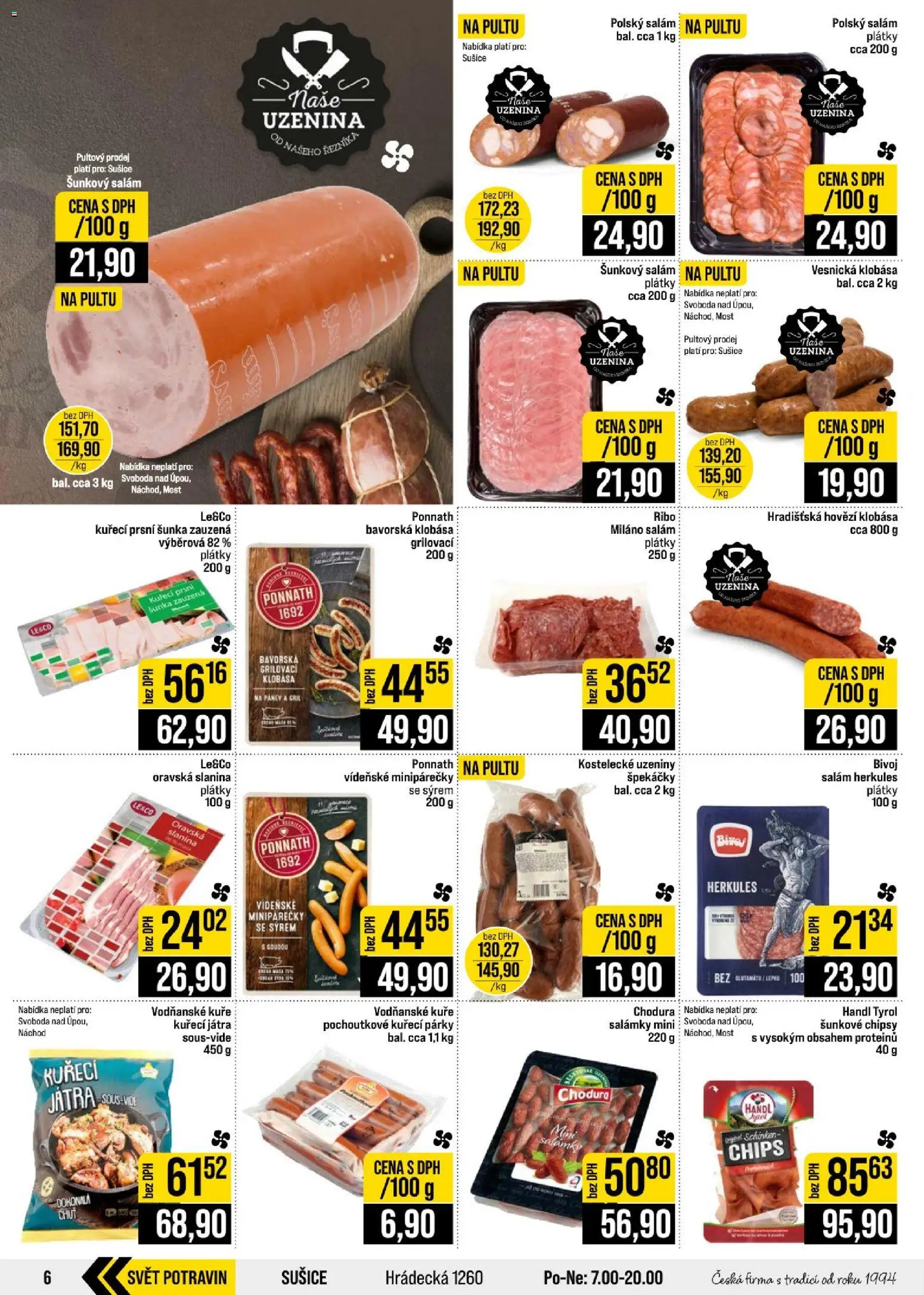 Jip leták - Cash & Carry od 19.08.2026 | Strana: 6 | Produkty: Klobása, Šunkový salám, Kuřecí Játra, Chipsy