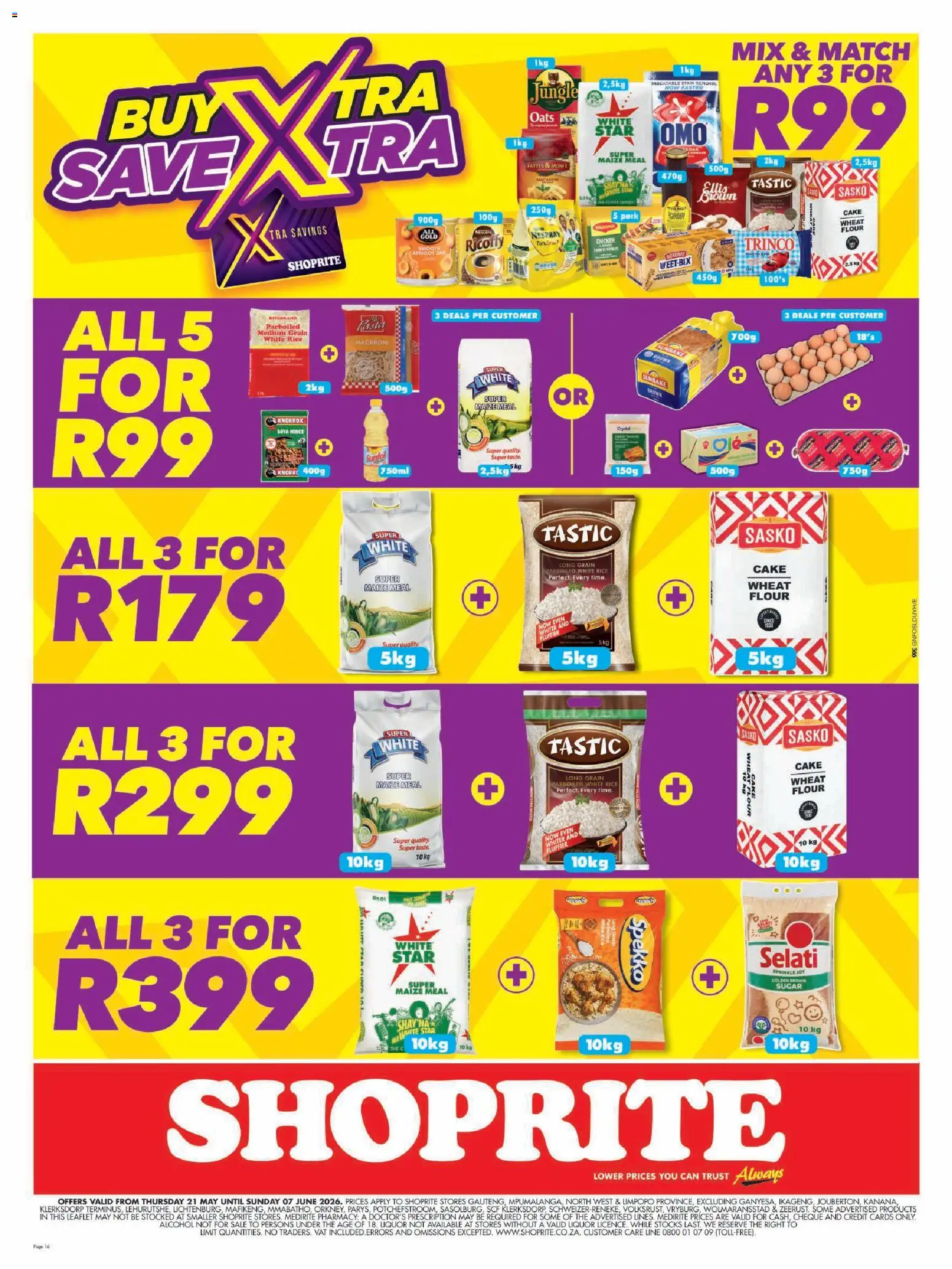 New Shoprite catalogue – valid from 21.05.2026 | Page: 16 | Products: Flour, Oats, Stain remover, Sugar