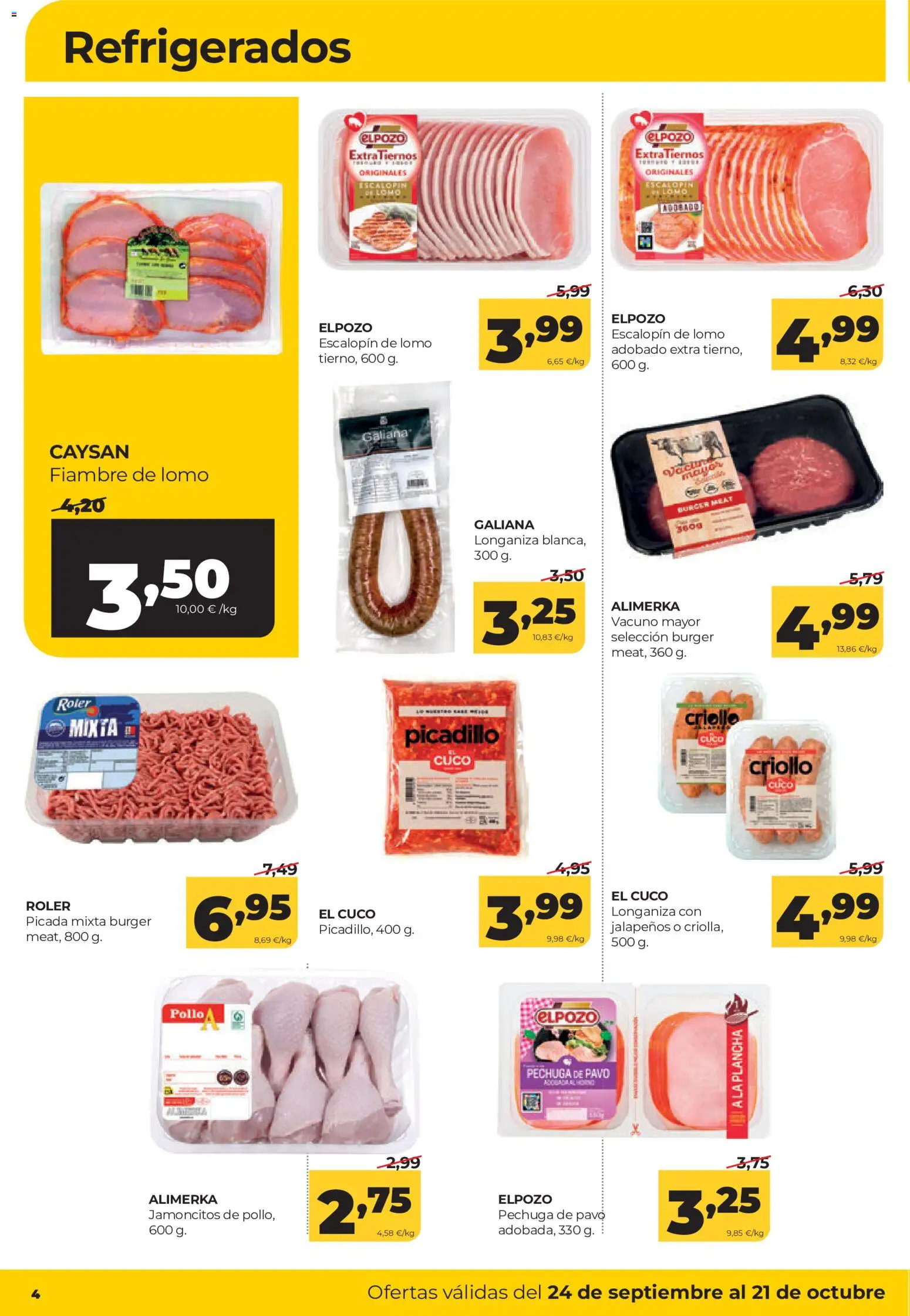 Alimerka folleto Castilla y León │ válido desde el 24/09/2026 | Página: 4 | Productos: Horno, Plancha, Pollo, Pavo