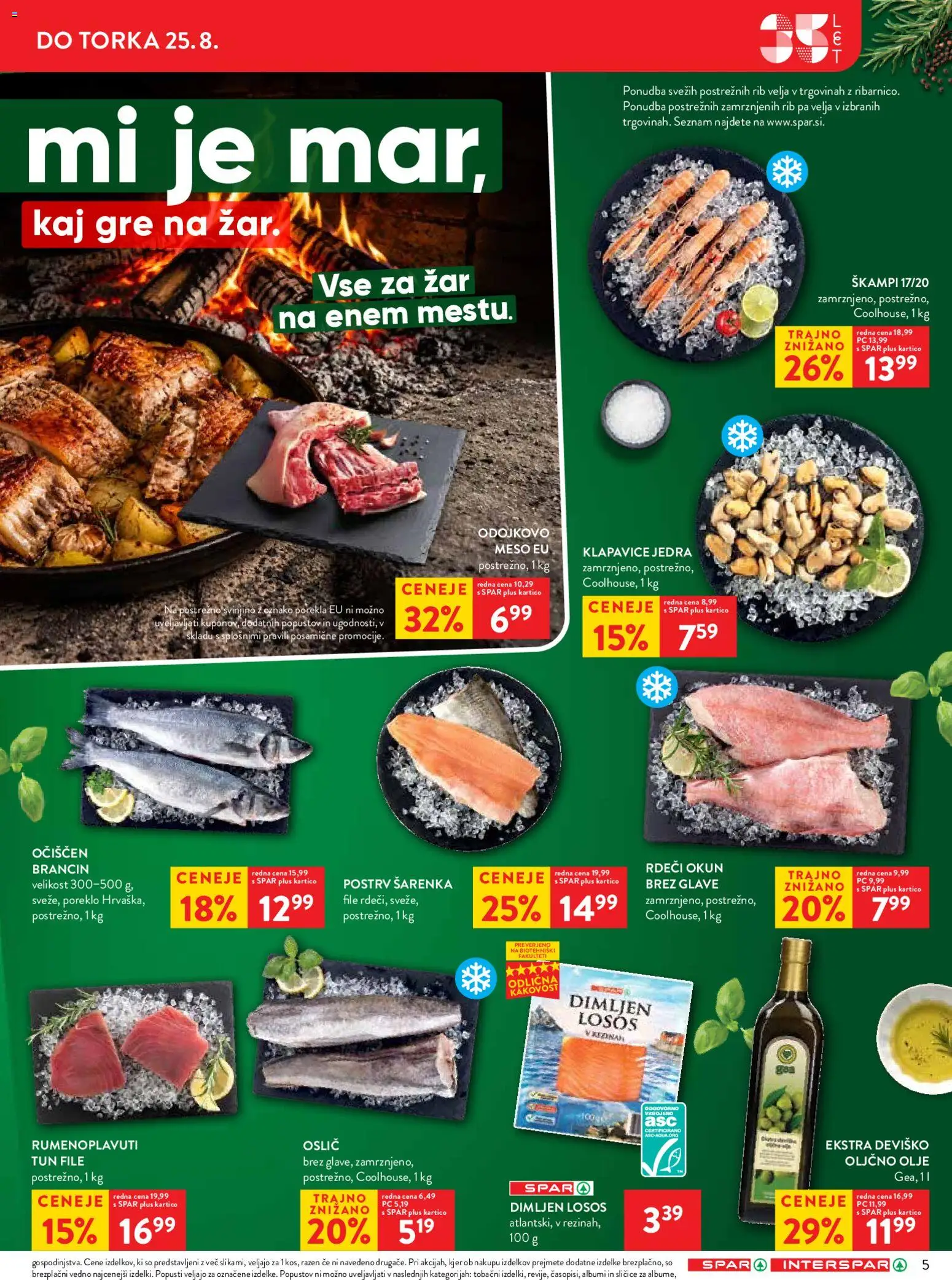 Novi Spar katalog ponudbe – veljaven od 19.08.2026 | Stran: 7 | Izdelki: Zar, Postrv, Oljčno olje, Klapavice