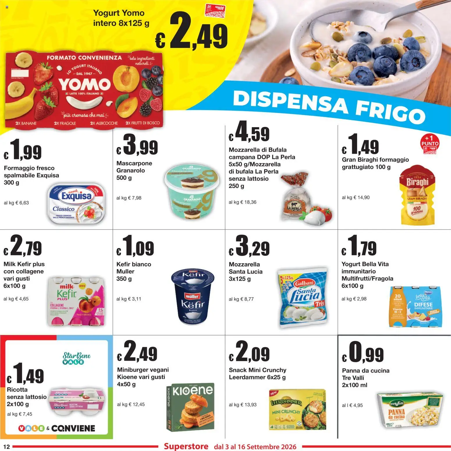 Volantino Sì con Te del 03/09/2026 | Pagina: 12 | Prodotti: Kefir, Latte, Ingredienti, Formaggio spalmabile