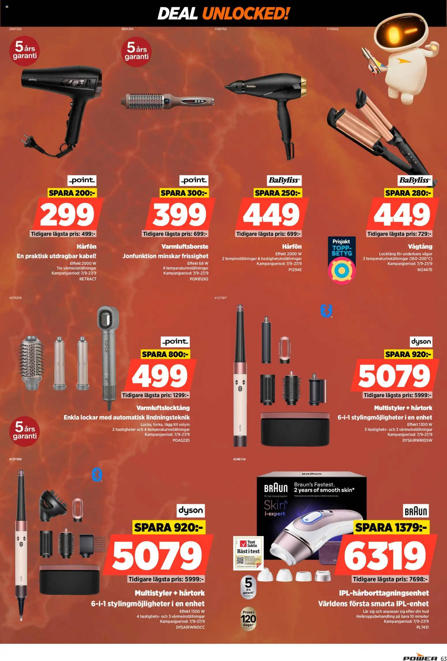 Power reklamblad aktuell från 07/09/2026 | Sida: 63 | Produkter: Locktång, Hårtork, Topp, Kabel