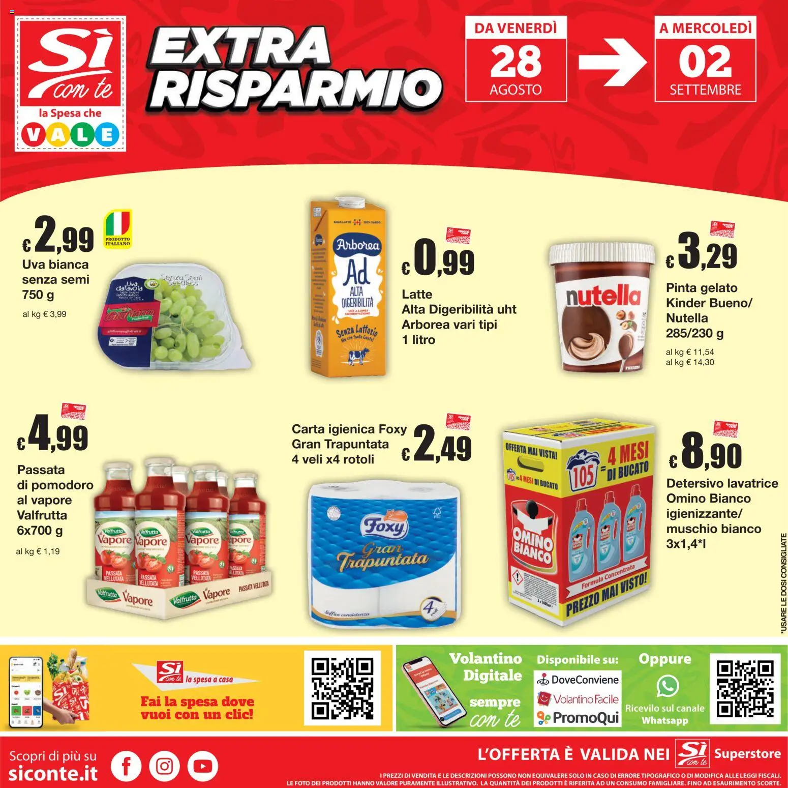 Volantino Sì con Te del 20/08/2026 | Pagina: 24 | Prodotti: Tè, Pomodoro, Uva, Senza lattosio