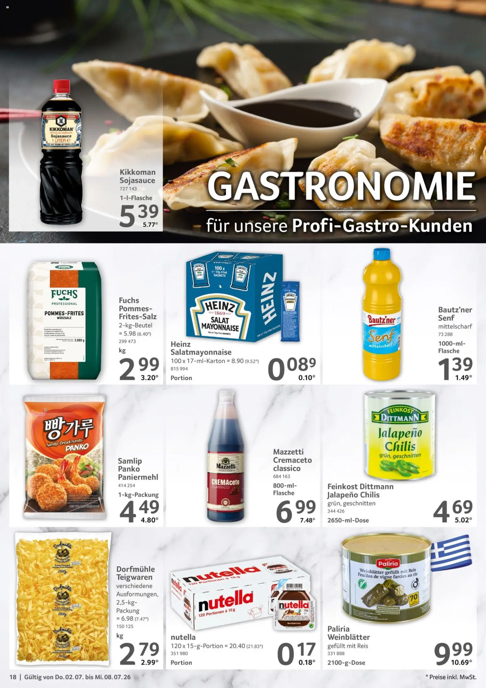 Selgros Prospekt – gültig ab 02.07.2026 | Seite: 18 | Produkte: Pommes, Mayonnaise, Reis, Salat
