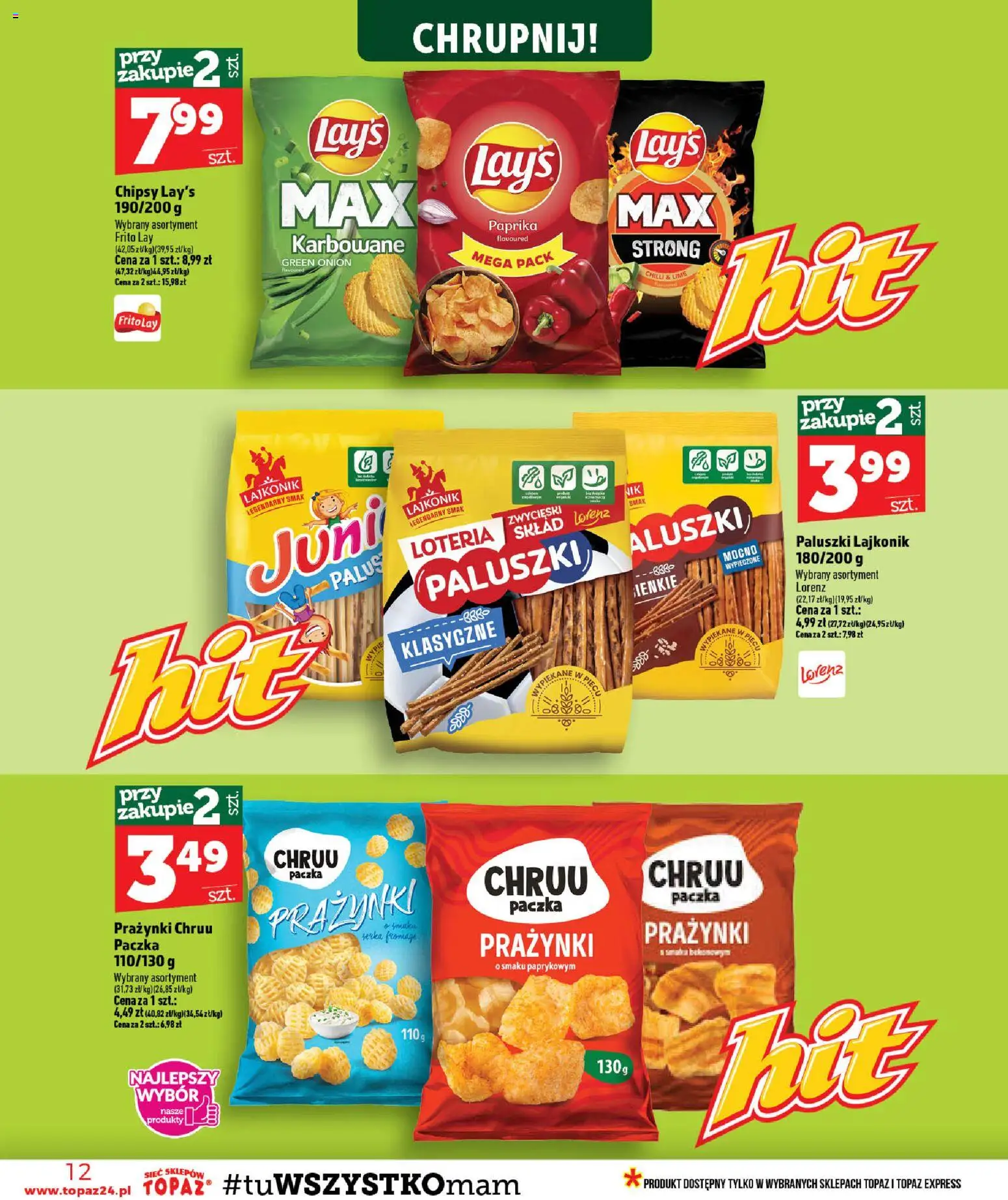 Topaz gazetka od 30.07.2026 | Strona: 12 | Produkty: Chipsy, Paluszki