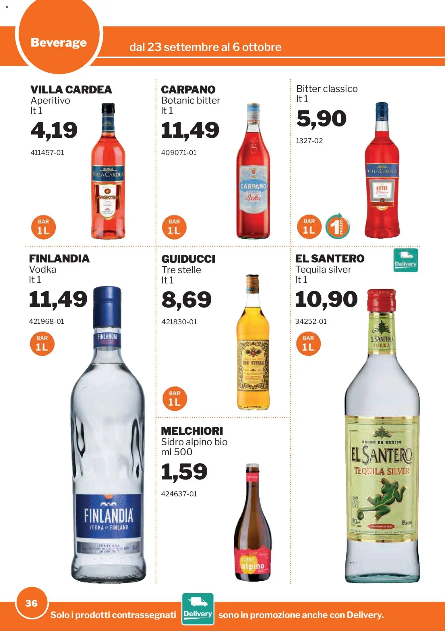 Volantino Sogegross del 23/09/2026 | Pagina: 36 | Prodotti: Vodka, Tequila, Sidro, Aperitivo