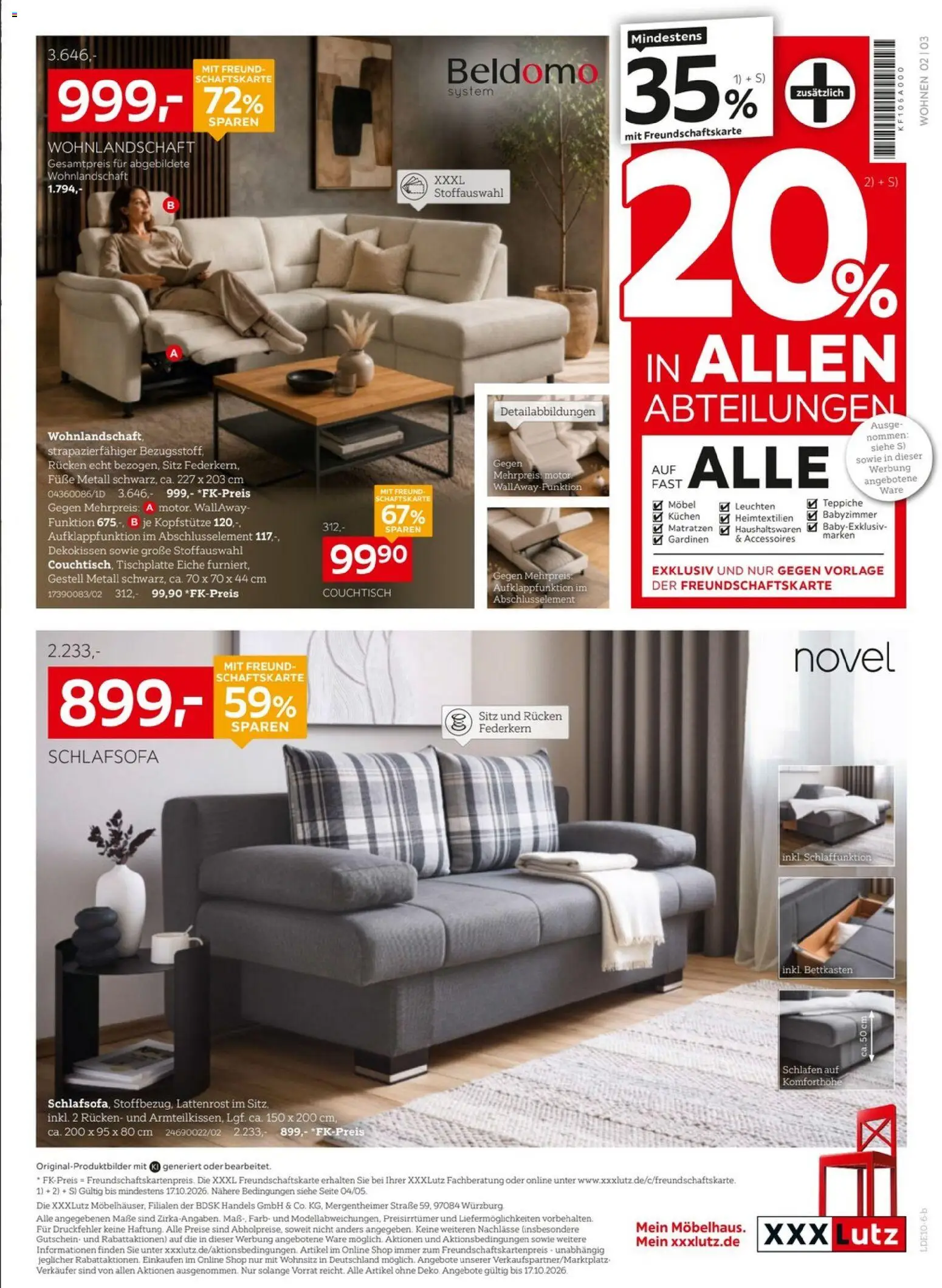 XXXLutz Red Shopping Week – gültig ab 03.10.2026 | Seite: 2 | Produkte: Schlafsofa, Lattenrost, Couchtisch, Kuchen