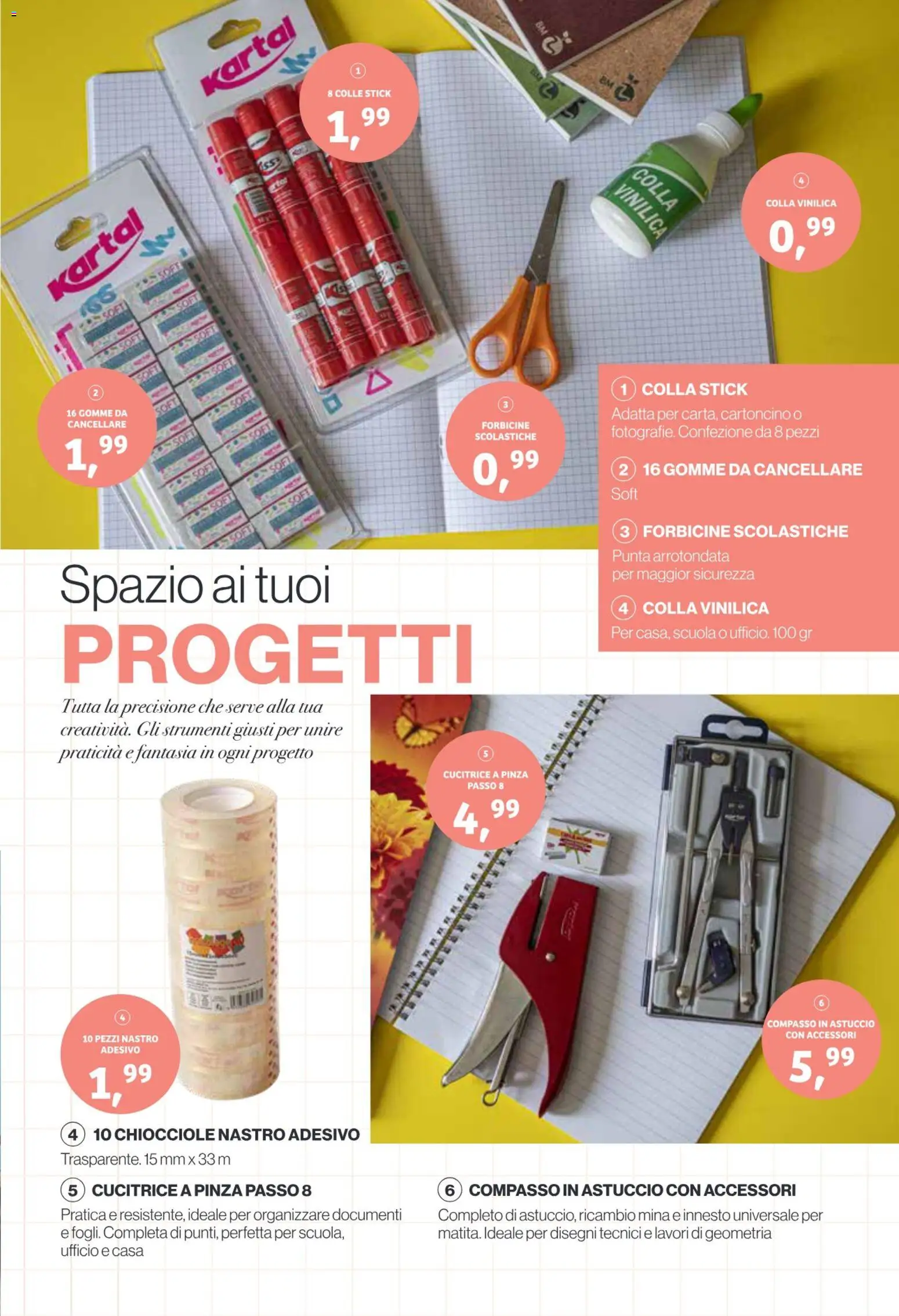 Volantino IN's del 19/08/2026 | Pagina: 7 | Prodotti: Nastro adesivo, Colla, Astuccio, Compasso
