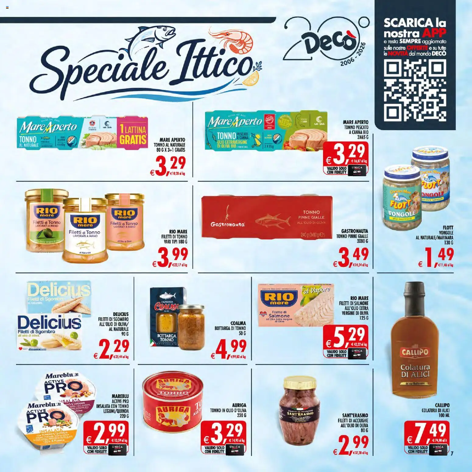 Volantino Decò del 21/07/2026 | Pagina: 8 | Prodotti: Tonno al naturale, Sgombro, Alici, Olio di Oliva