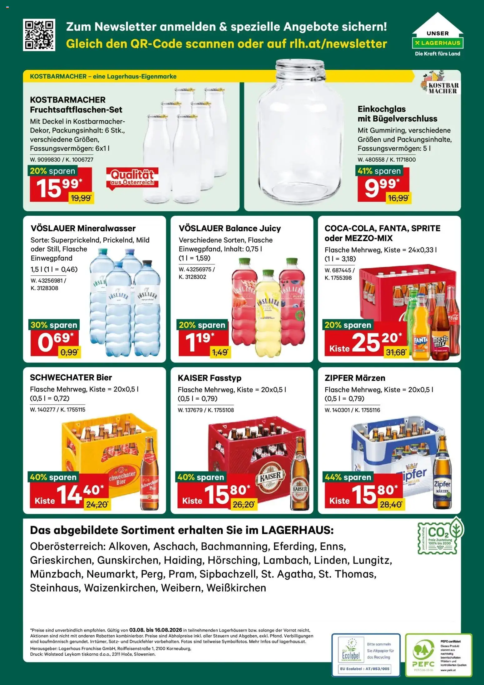 Lagerhaus Wochen Angebote gültig ab 03.08.2026 | Seite: 8 | Produkte: Mineralwasser, Fanta, Bier