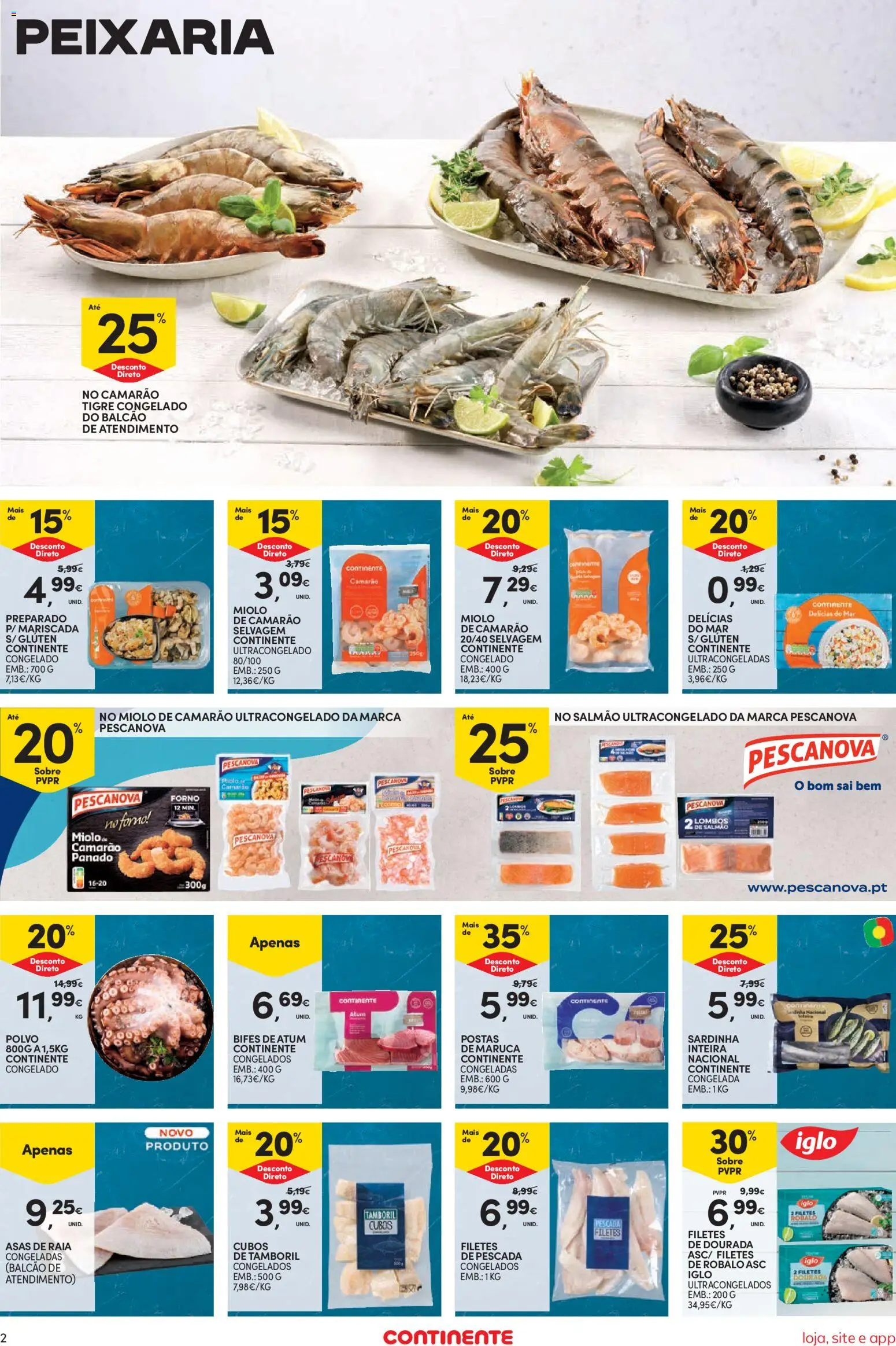Continente Semanal Continente Bom Dia │ válido de 12.05.2026 | Página: 2 | Produtos: Dourada, Atum, Forno, Camarão