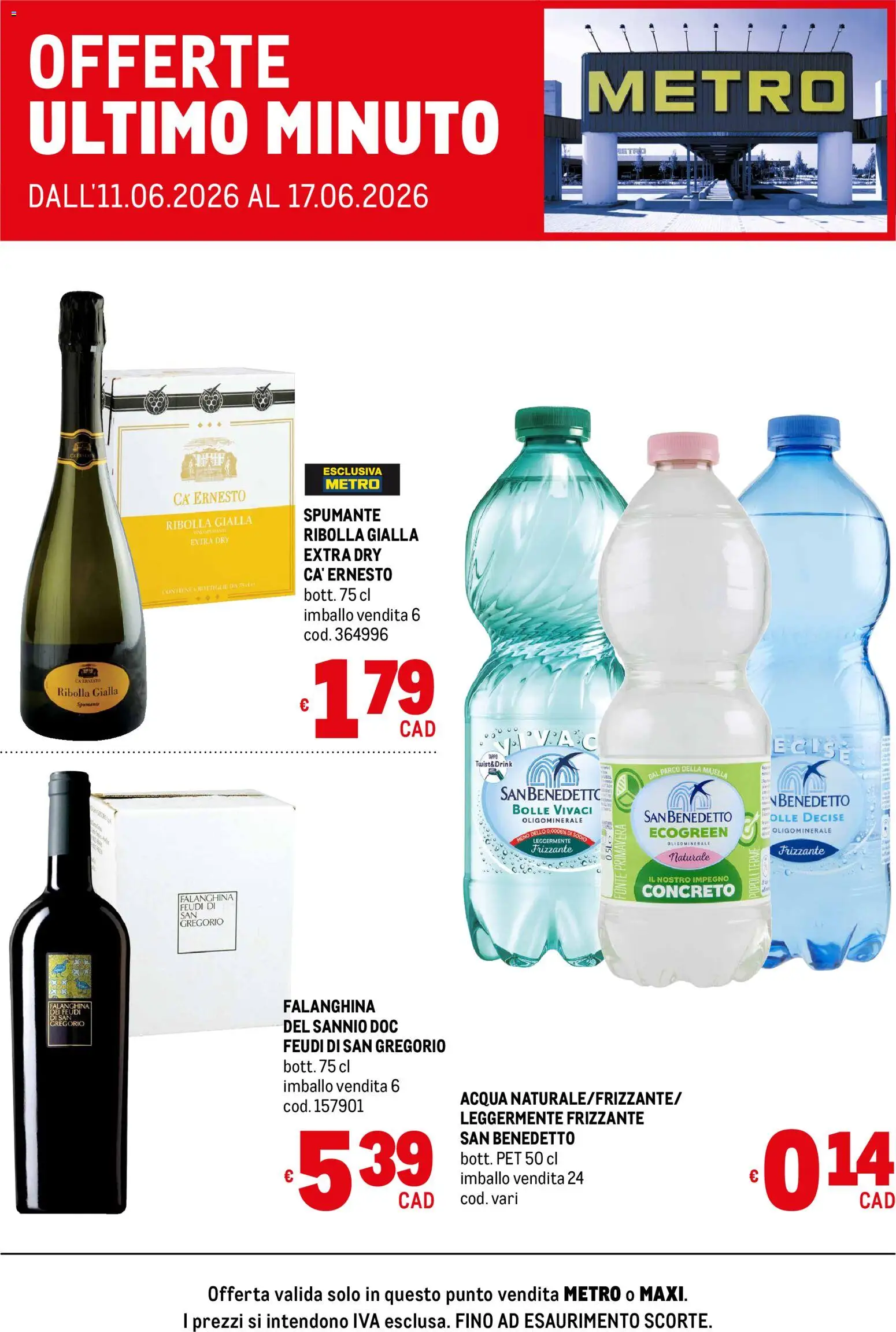Volantino Metro del 11.06.2026 | Pagina: 1 | Prodotti: Acqua, Spumante