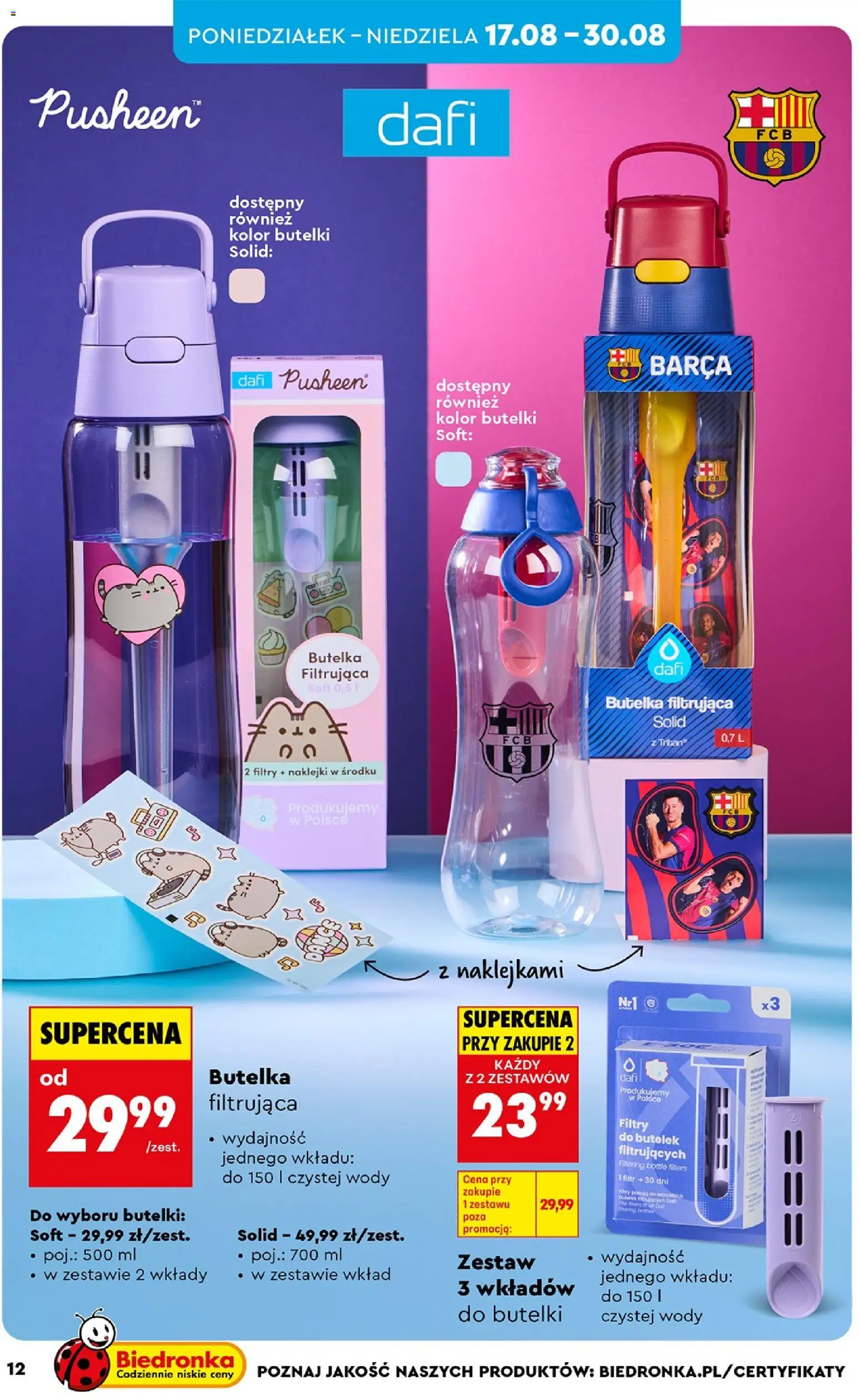 Biedronka gazetka - Hity i inspiracje od 17.08.2026 | Strona: 12 | Produkty: Naklejki, Butelka filtrująca, Butelka filtrująca dafi