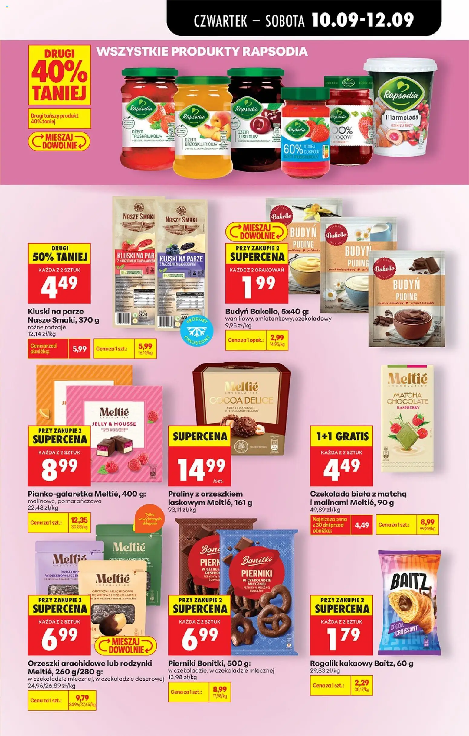 Biedronka gazetka od czwartku od 10.09.2026 | Strona: 67 | Produkty: Pierniki, Dżem, Rodzynki w czekoladzie, Kluski