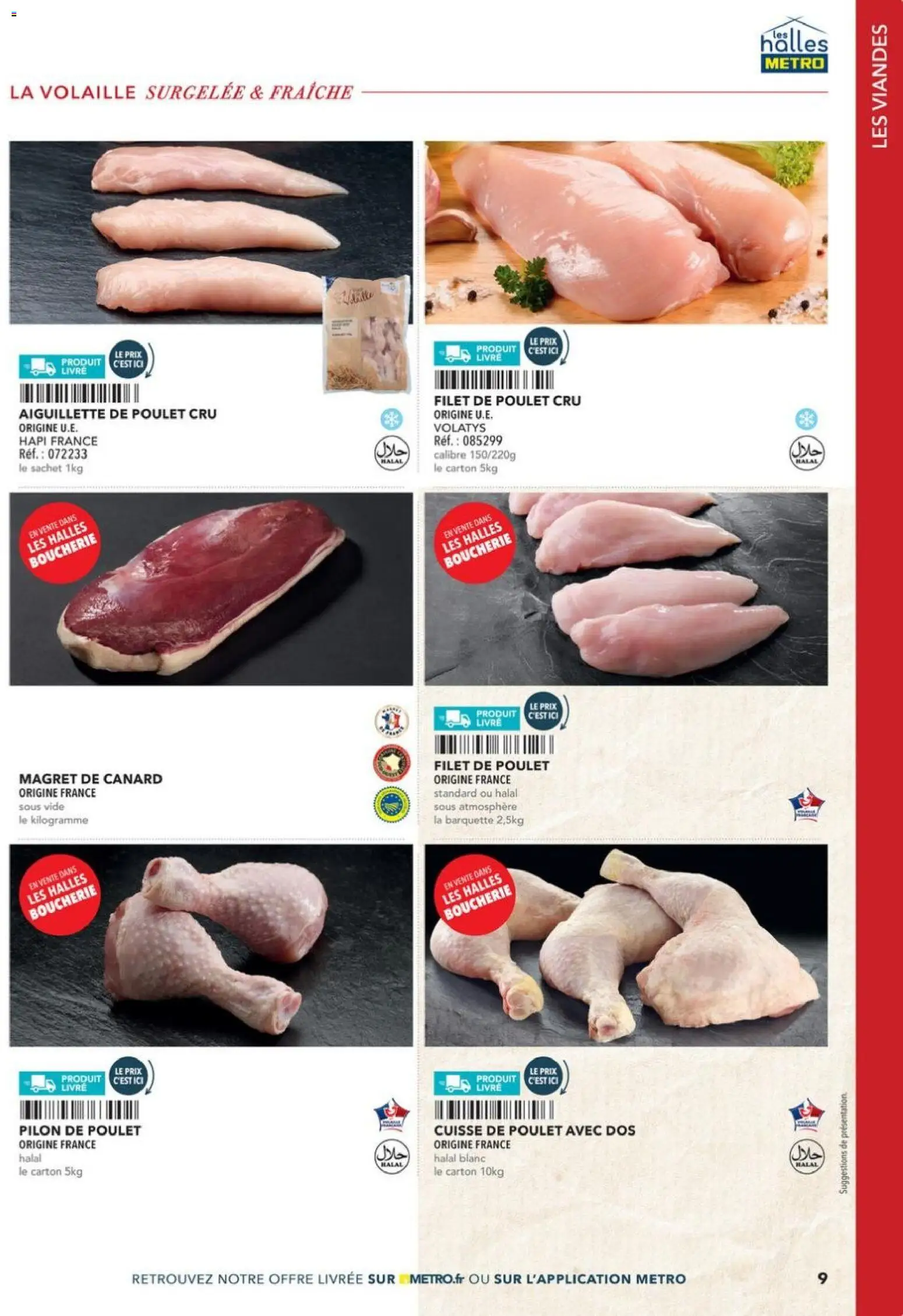 {H1} | Page: 9 | Produits: Magret de canard, Volaille, Cuisse de poulet, Livre