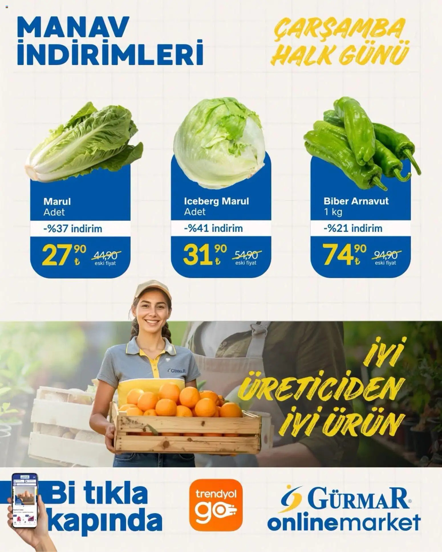 Gürmar - Manav İndirimleri - 08 Temmuz 2026 tarihinden itibaren geçerlidir | Sayfa: 2 | Ürünler: Biber, Marul