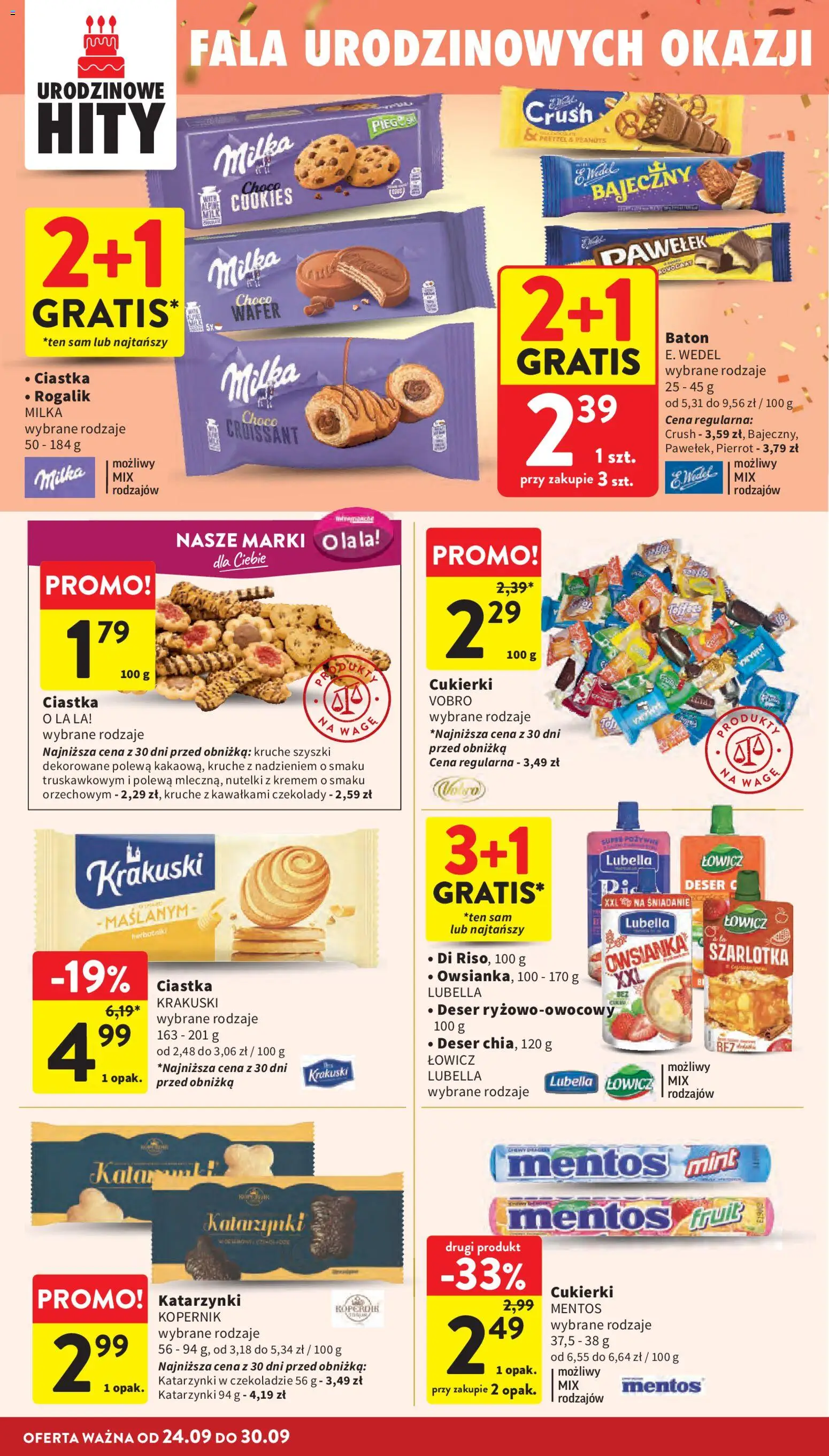Intermarche gazetka od 24.09.2026 | Strona: 30 | Produkty: Deser, Milka, Baton, Cukierki