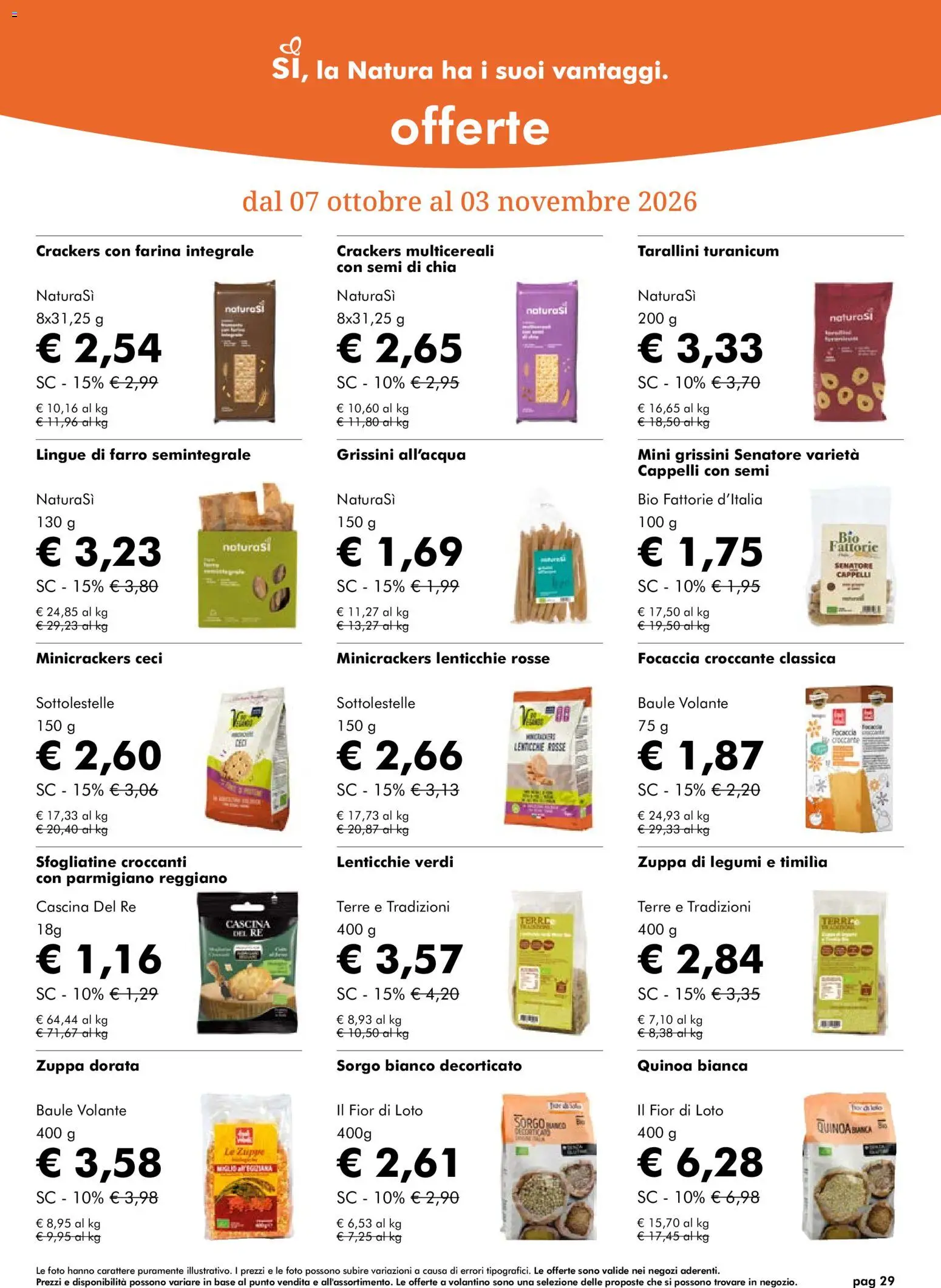 Volantino Natura Sì del 07/10/2026 | Pagina: 29 | Prodotti: Legumi, Ceci, Grissini, Quinoa