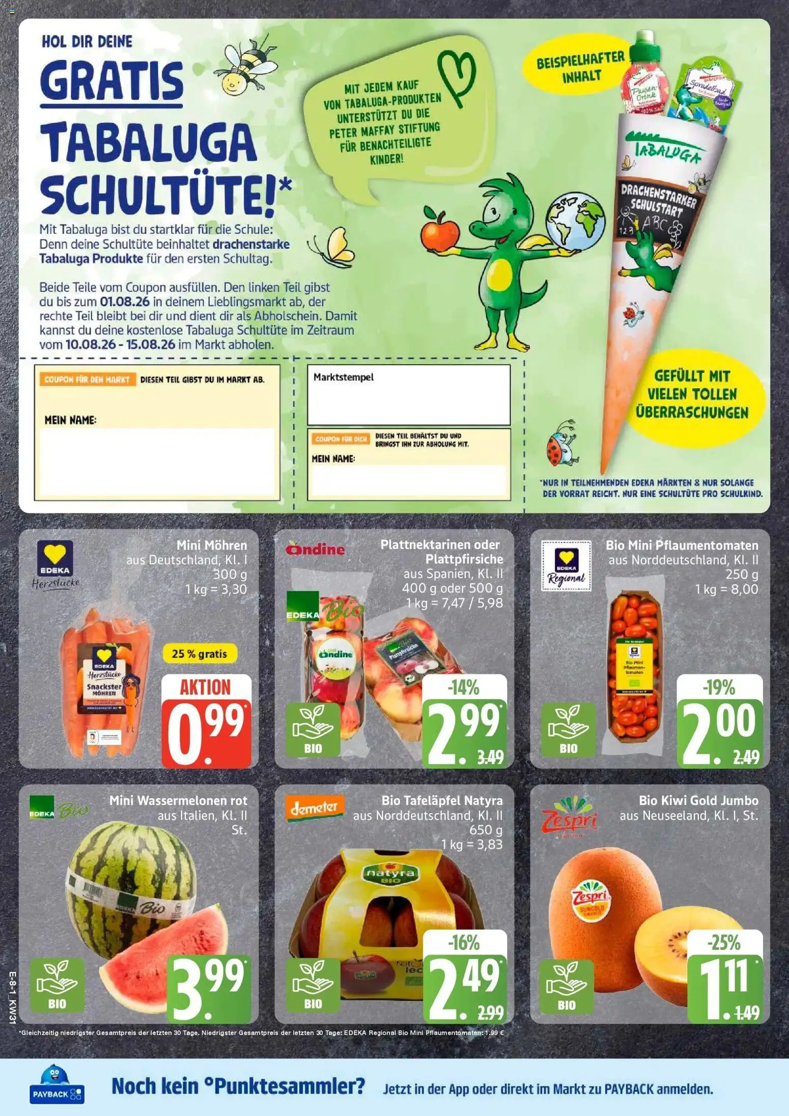 Edeka Prospekt Schwarzenbek – gültig ab 27.07.2026 | Seite: 9 | Produkte: Tomaten, Mohren, Kiwi
