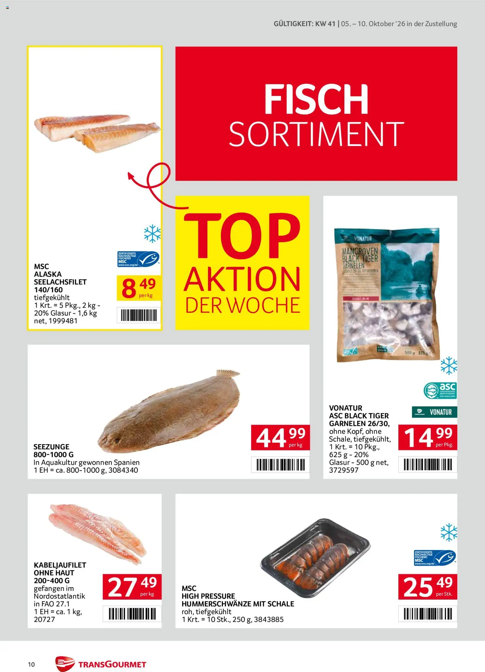 Transgourmet Zustellaktion gültig ab 05.10.2026 | Seite: 10 | Produkte: Fisch