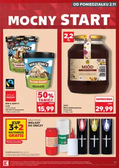 Pogląd oferty "BEN & JERRY'S Lody, Churrifific Churro & Cookie Dough" - ważna od 29.10.2026 | Strona: 63 | Produkty: Wkłady do zniczy, Miód, Gazety, Miód wielokwiatowy