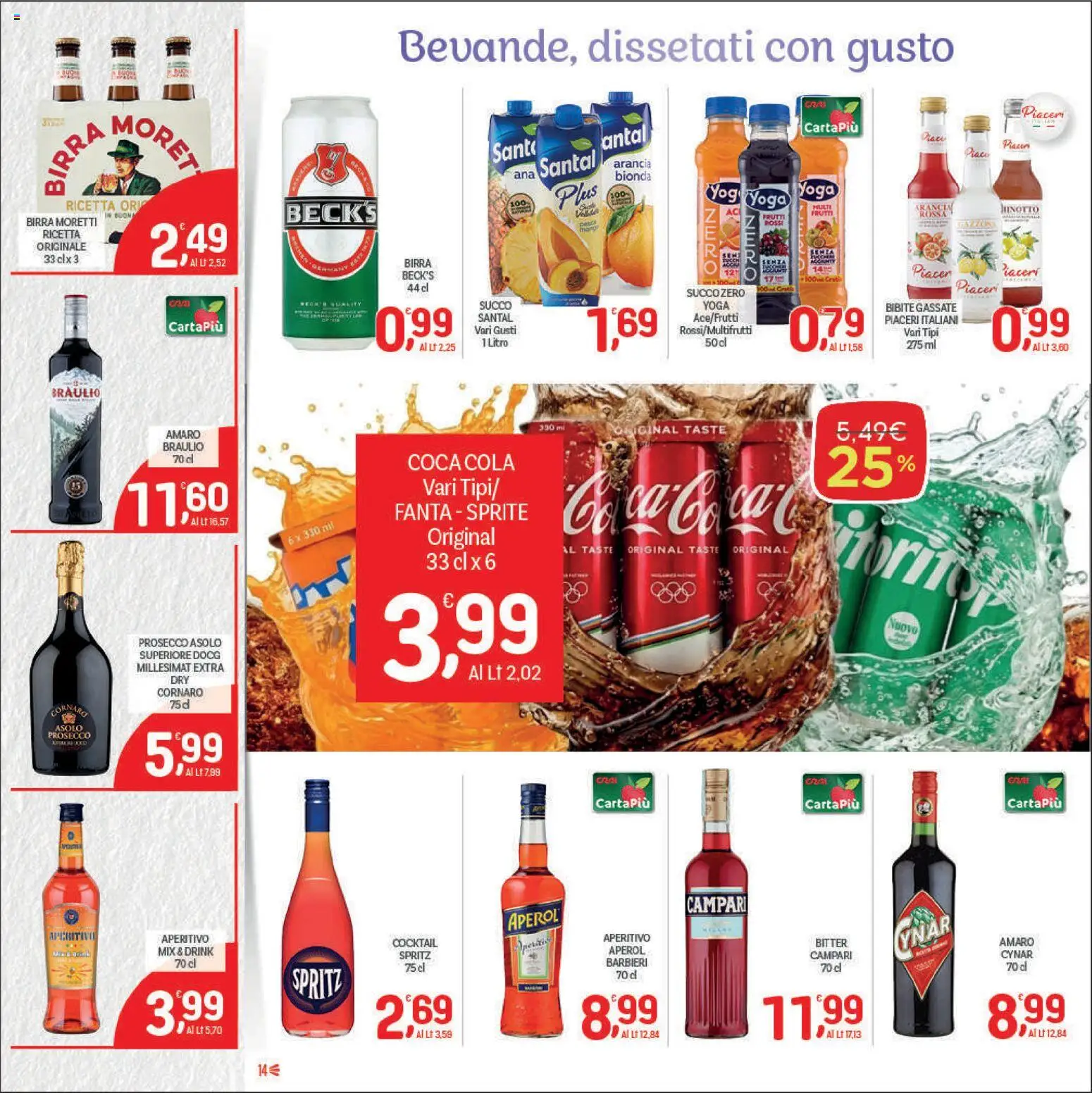 Volantino CRAI del 09/07/2026 | Pagina: 14 | Prodotti: Bibite, Fanta, Arancia, Aperitivo