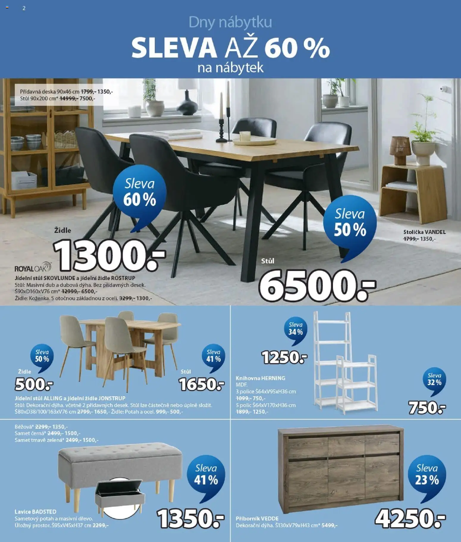 JYSK leták od 01.07.2026 | Strana: 2 | Produkty: Stolička, Police, Příborník, Lavice