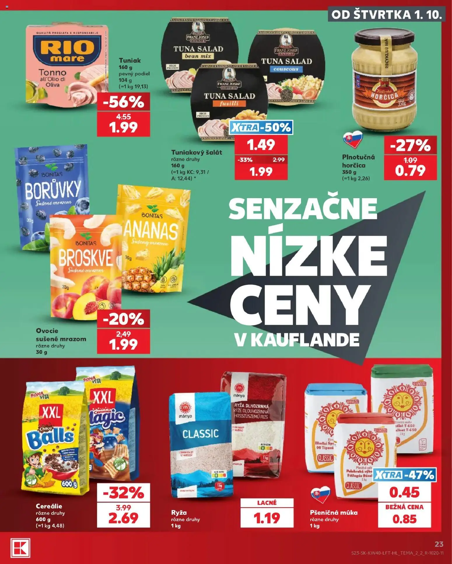 Nové Kaufland akcie – leták je platný od 01.10.2026 | Strana: 23 | Produkty: Ananás, Šalát, Horčica, Tuniakový šalát