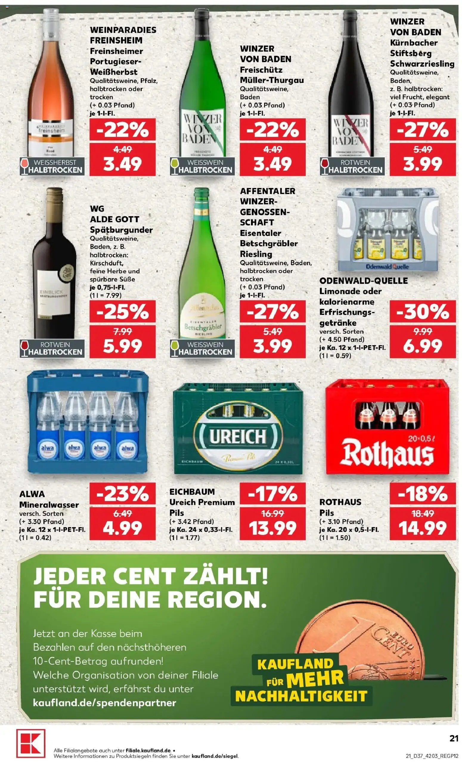 Prospekt Kaufland ab 10.09.2026 » Angebote Online zum Blättern | Seite: 21 | Produkte: Weißwein, Rotwein, Pils, Limonade