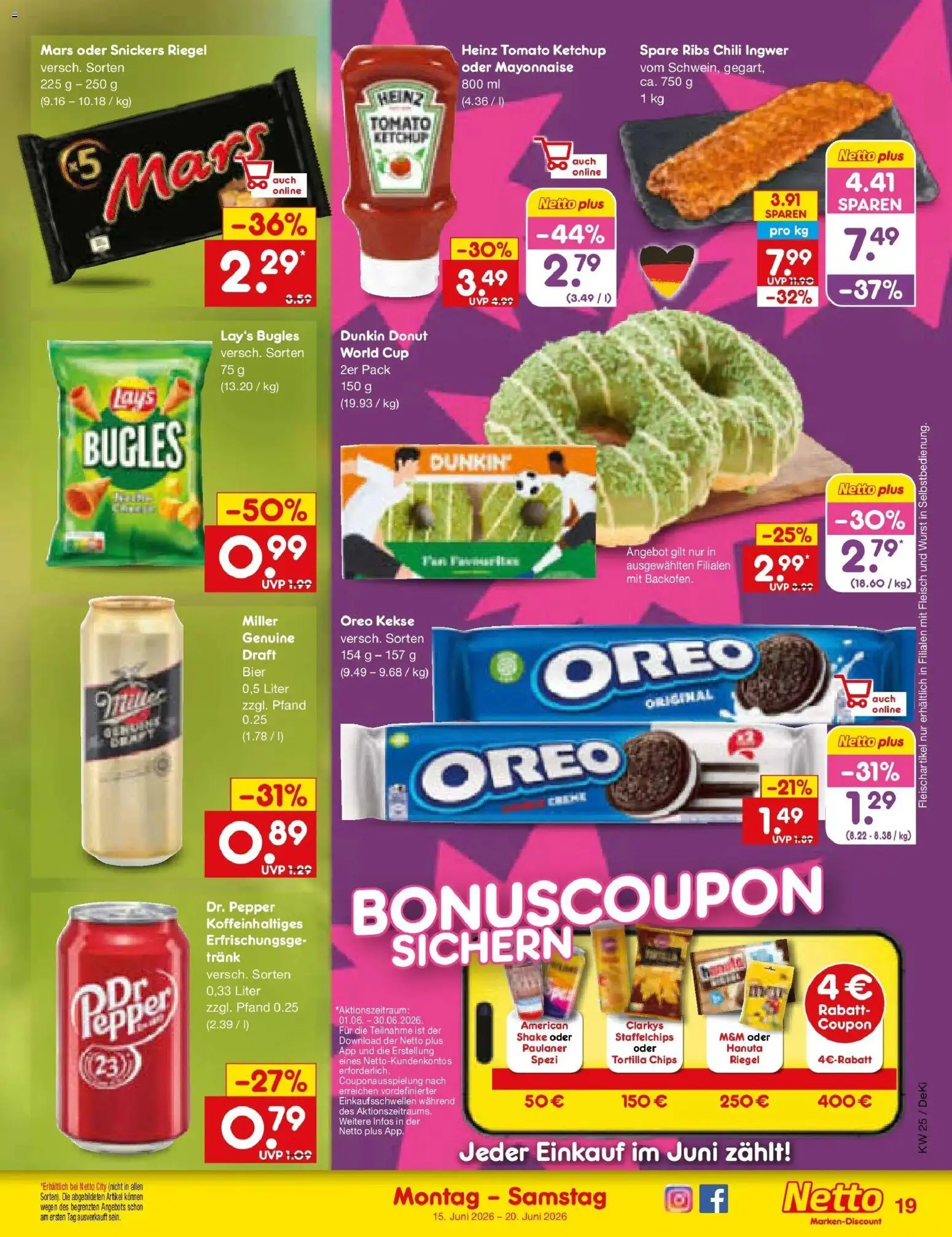 Netto Marken-Discount Prospekt Waiblingen-Bittenfeld – gültig ab 14.06.2026 | Seite: 23 | Produkte: Snickers, Wurst, Chips, Paulaner