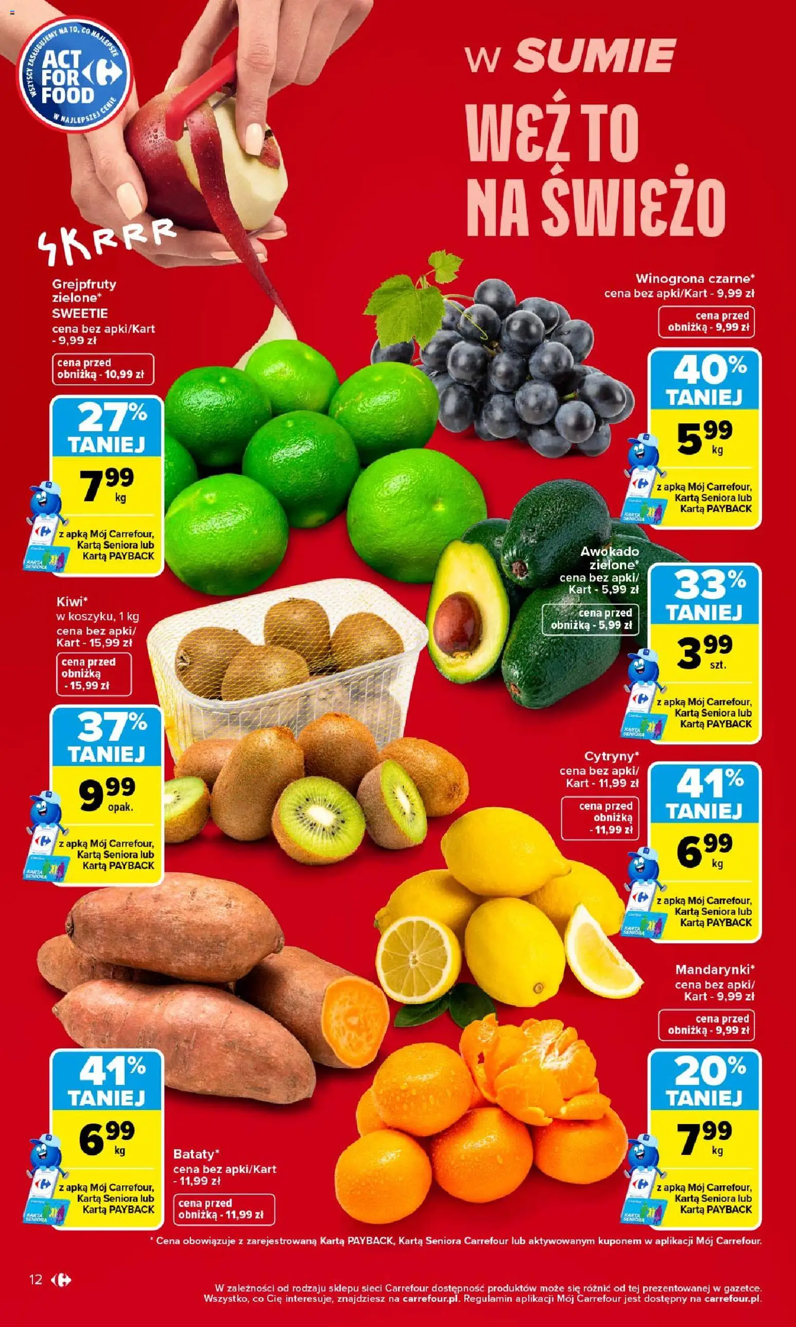 Carrefour gazetka od 19.10.2026 | Strona: 12 | Produkty: Karta, Winogrona, Bataty, Awokado